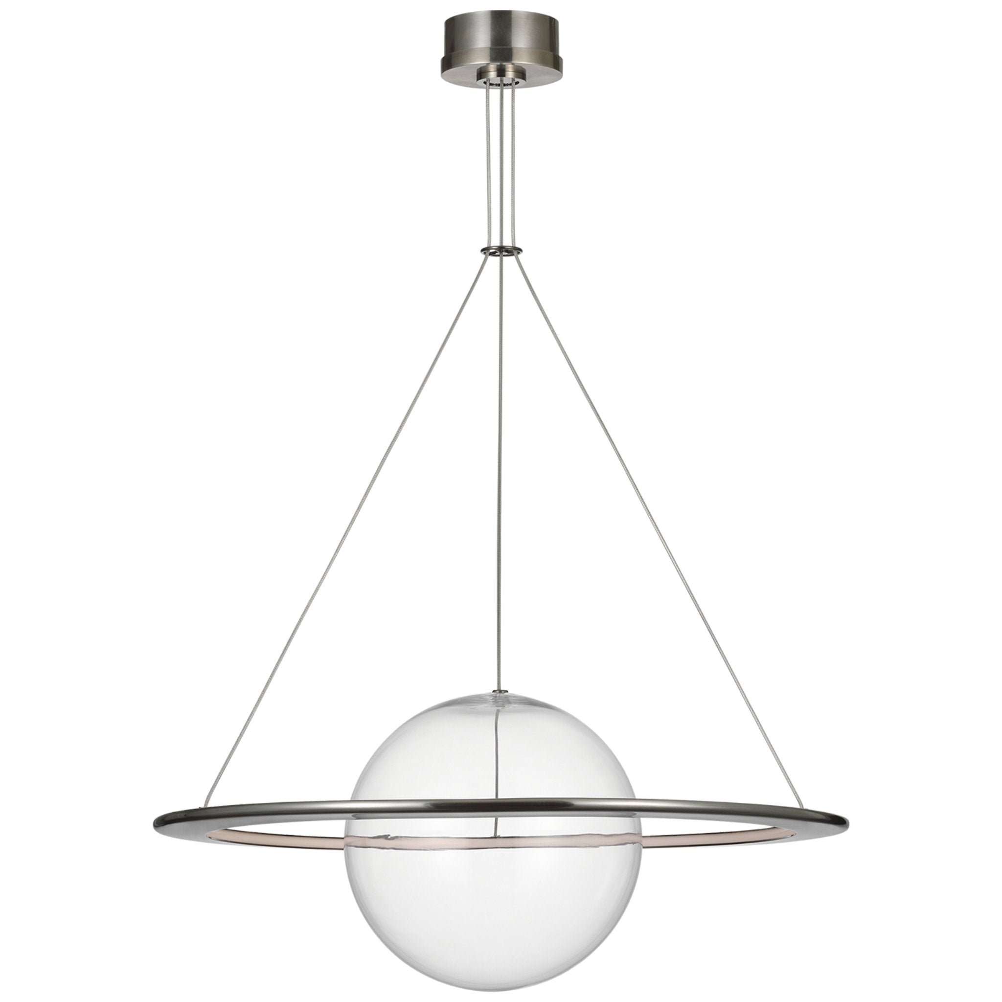 Barbara Barry Cosmos 28" Ring and Orb Chandelier in Pewter with Clear Glass Ceiling Light W27.5"