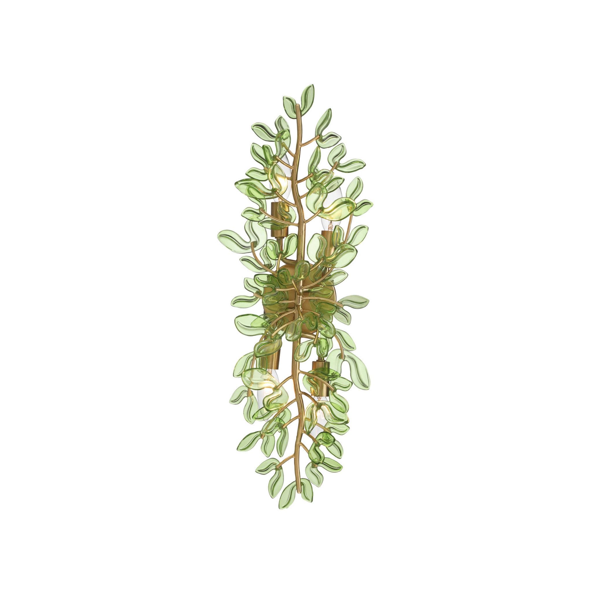 Bridget 8.25" Soft Gold Sconce Green Glass 4-Light 8.25"W x 24"H x 5"D