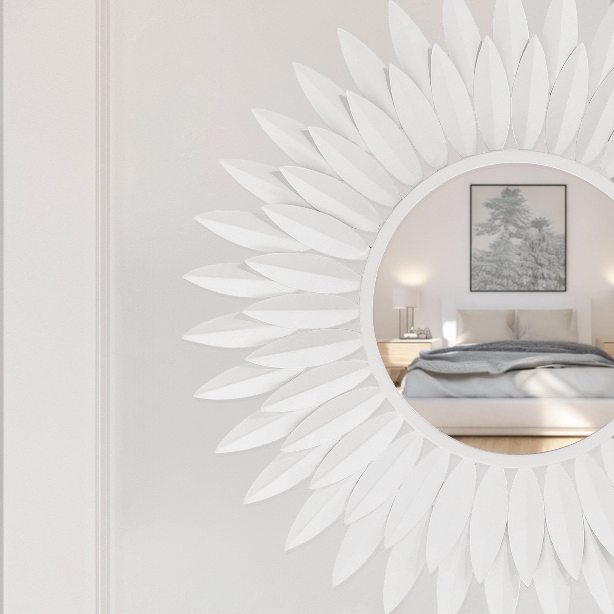 Broche 20'' Matte White Mirror White 20"W x 20"H x 1.5"D