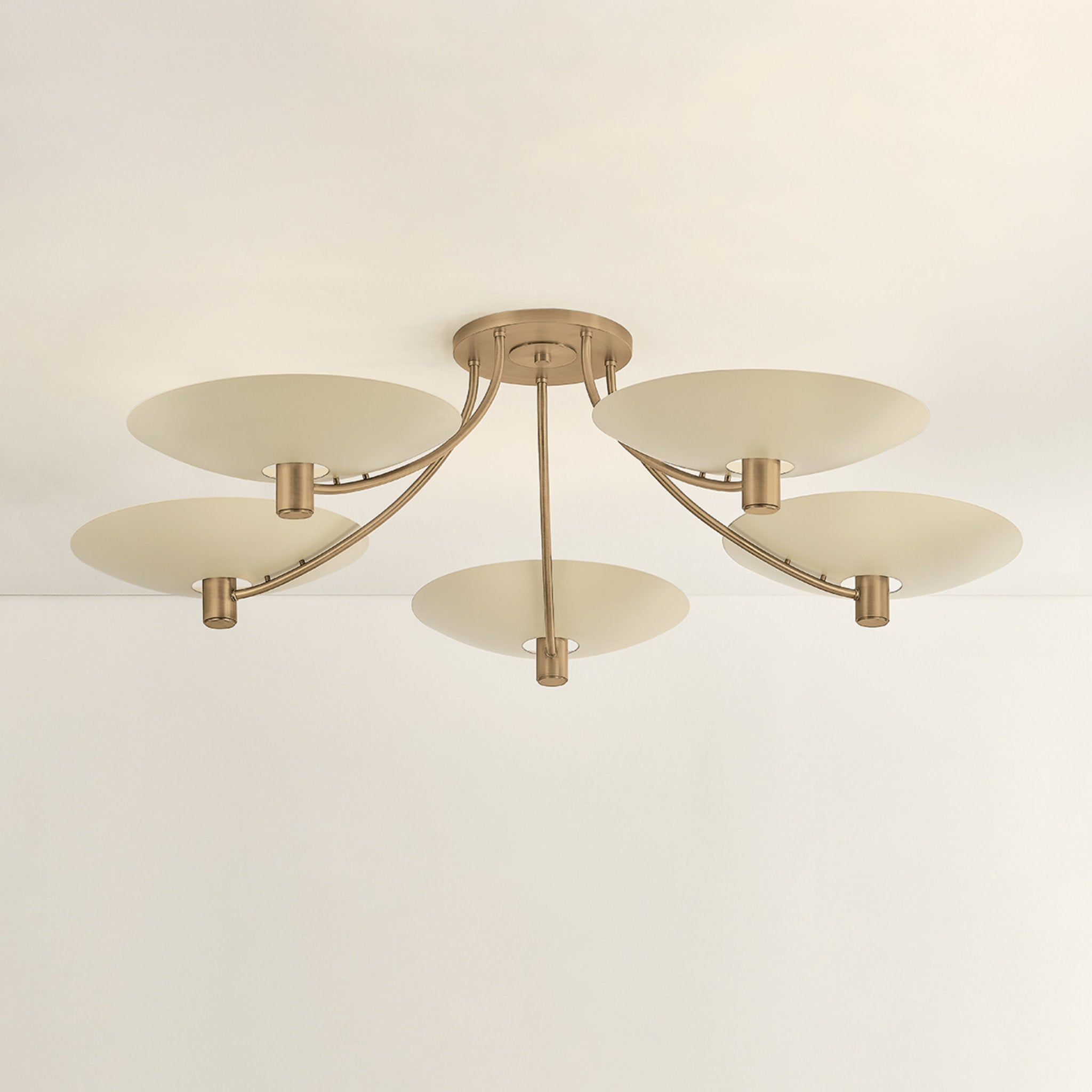 Wolfe 5-Light Semi Flush in Patina Brass 60W x 14.25H