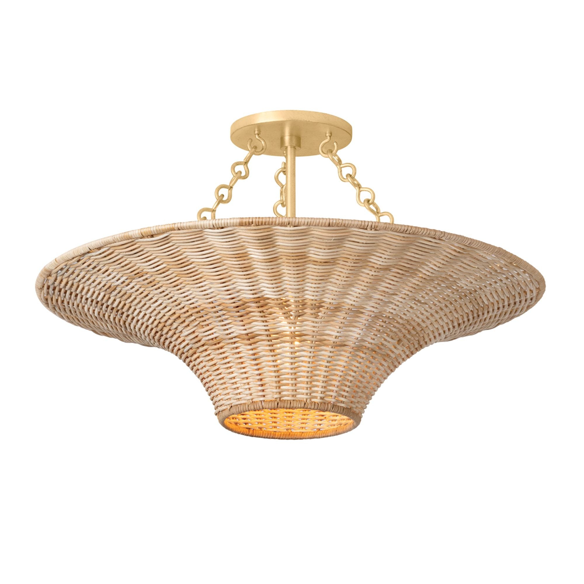 Ketan Semi Flush 1-Light LED in Vintage Gold Leaf 24.5L x 24.5W x 14.25H