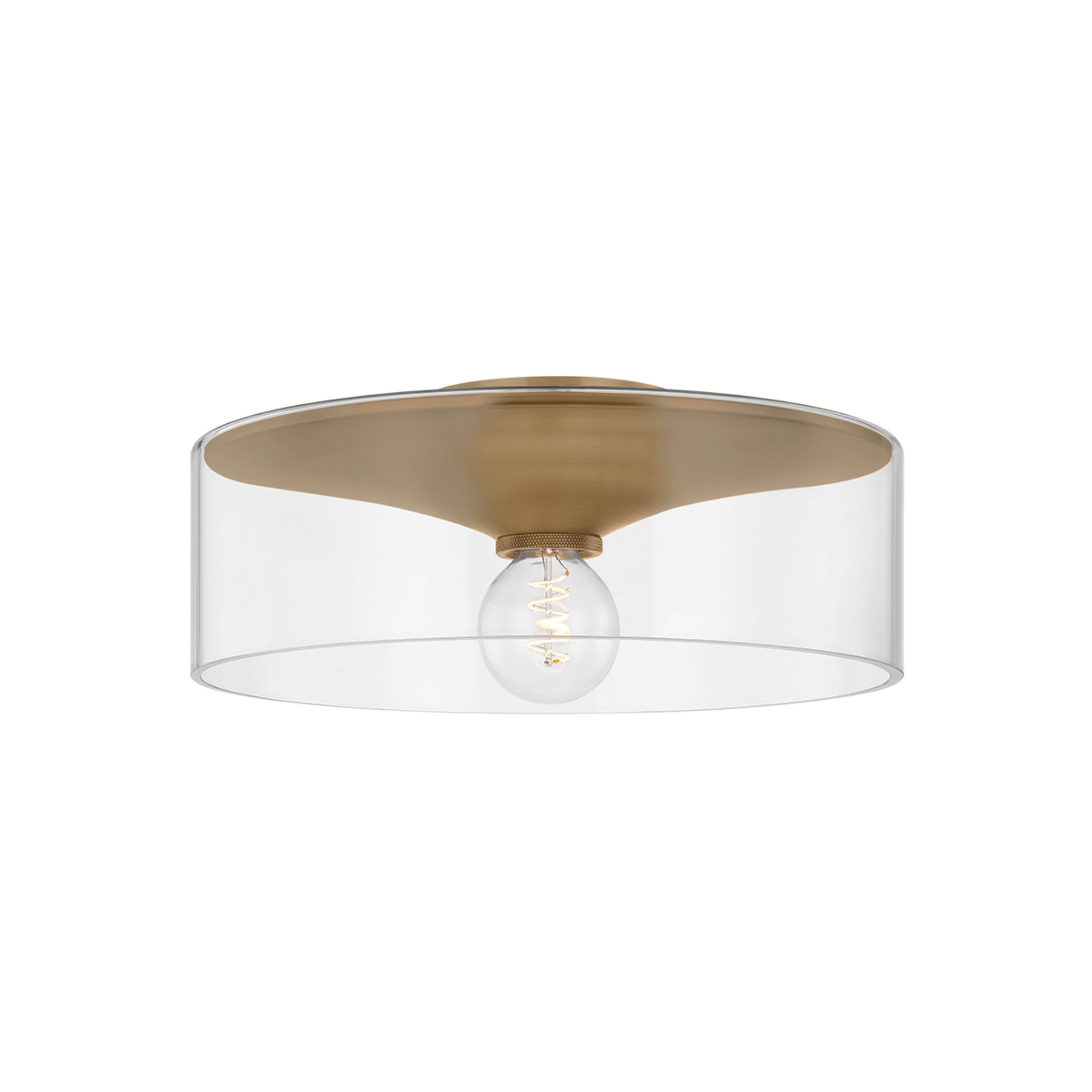 Killian 1-Light Flush Mount in Patina Brass 16W x 6.5H