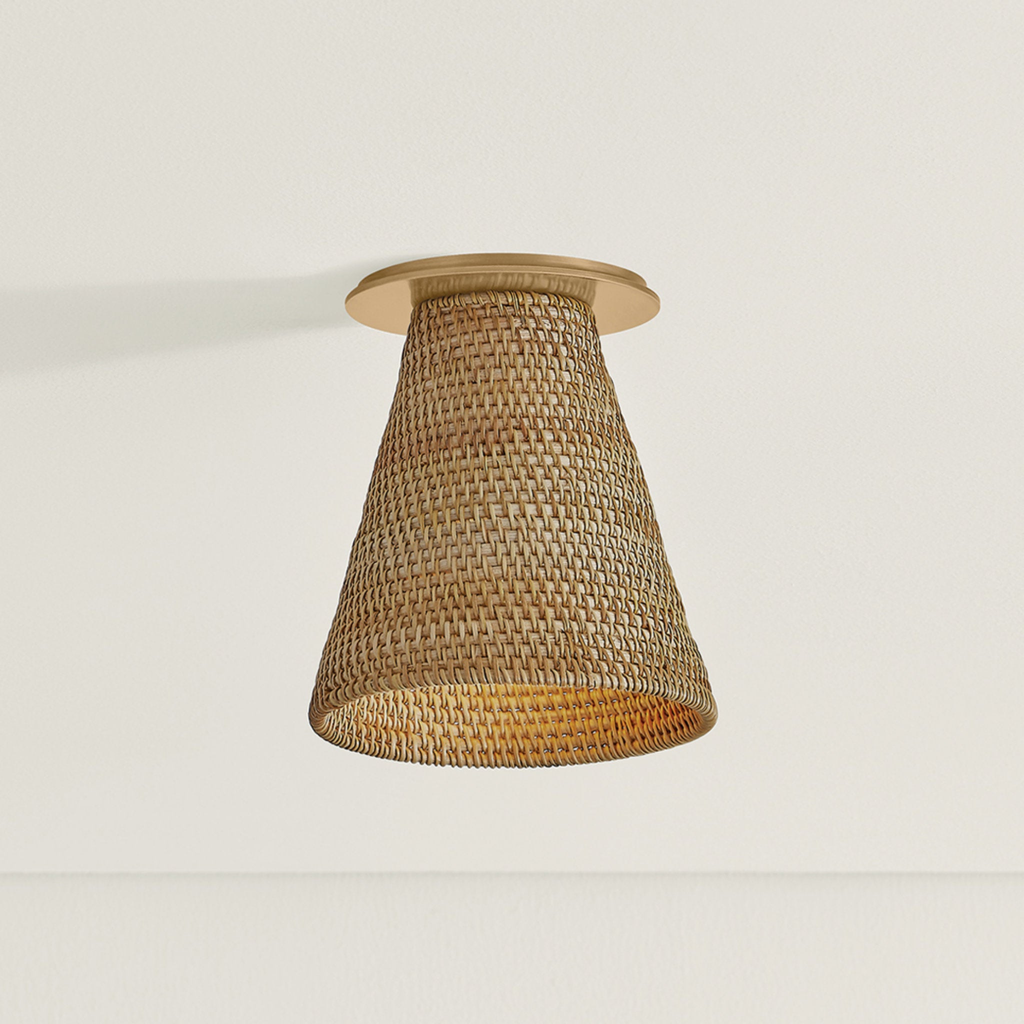 Menifee 1-Light Flush Mount in Patina Brass 6W x 7H