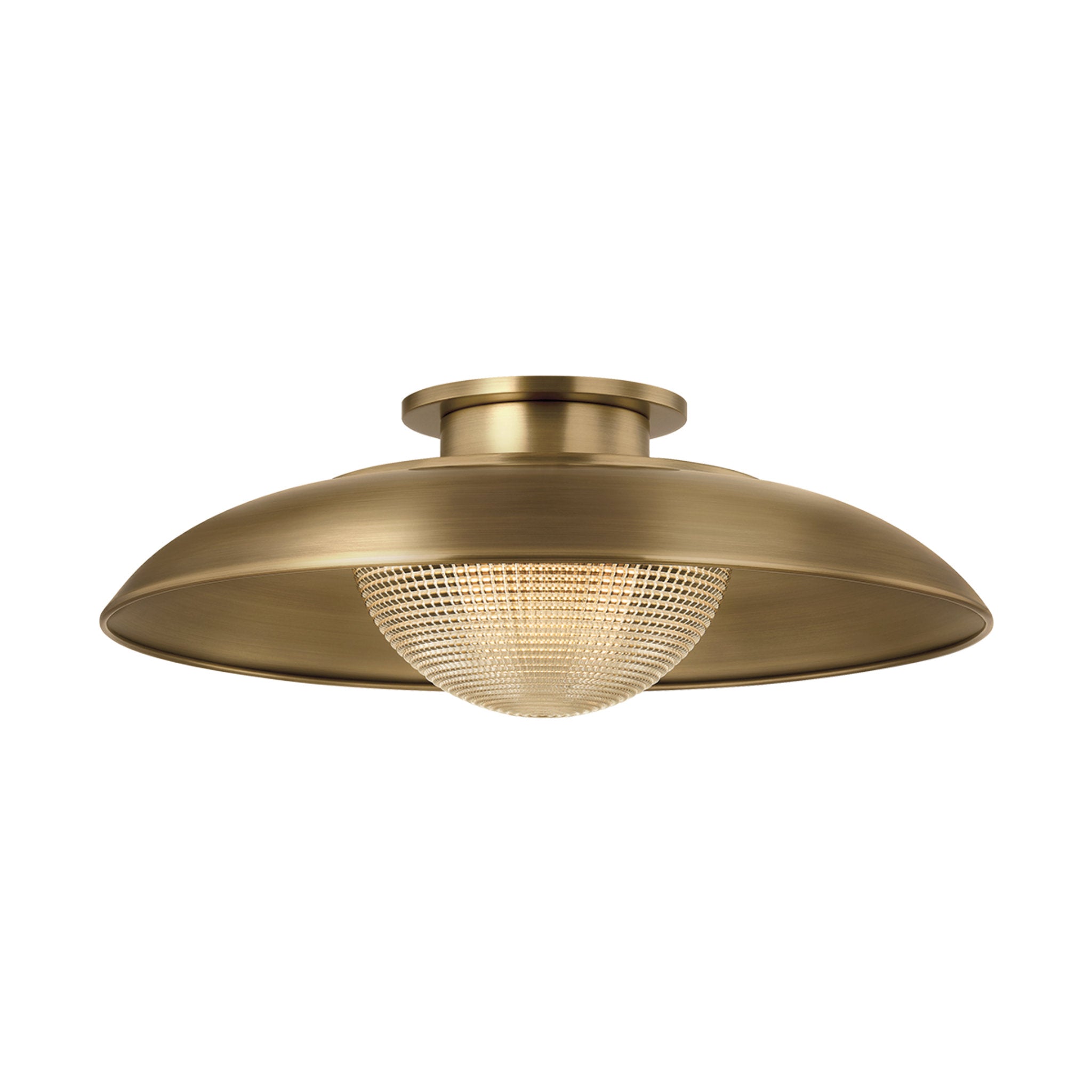 Braxton 1-Light Semi Flush in Patina Brass 18W x 6.5H
