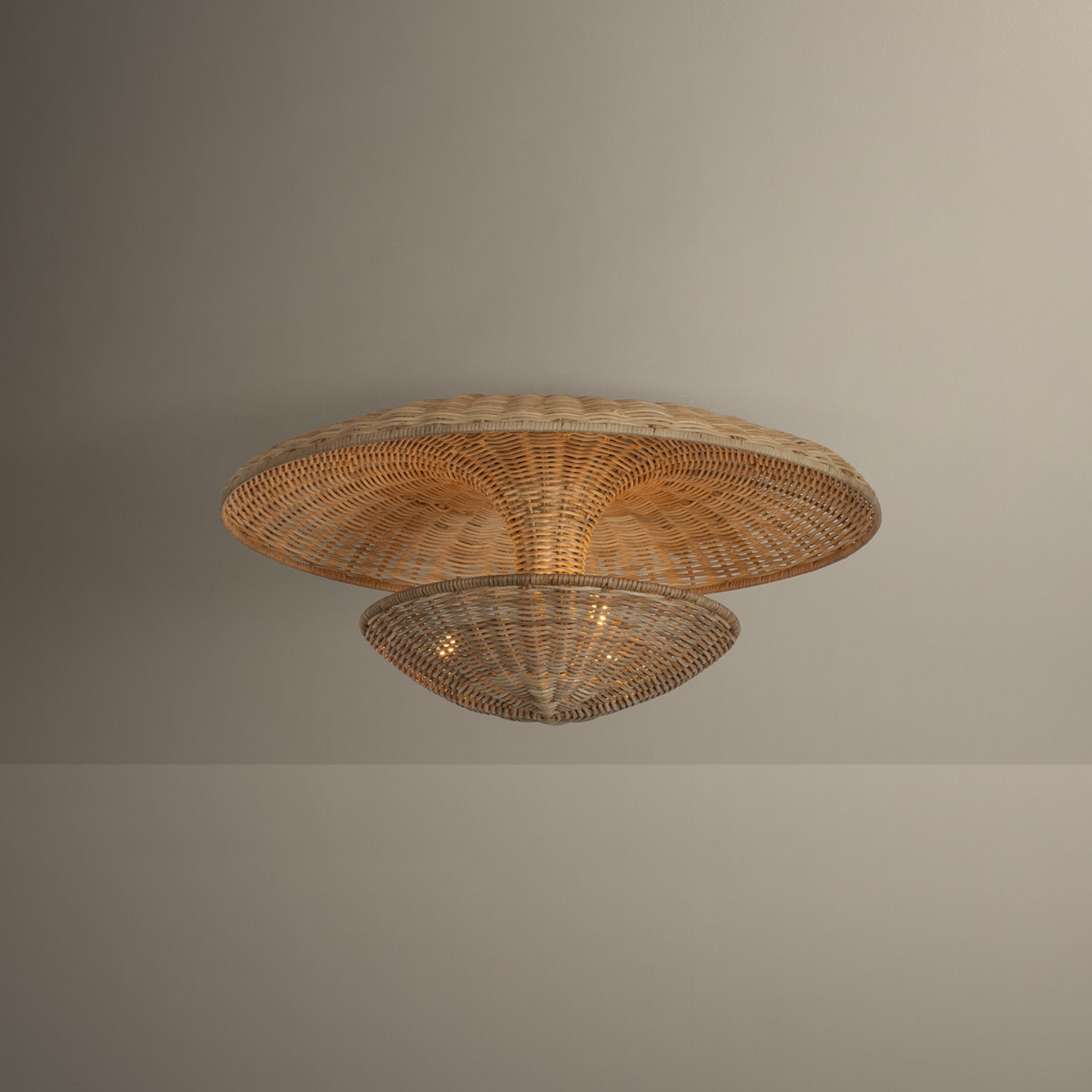 Draco 3-Light Semi Flush in Bronze Leaf 22W x 9.5H
