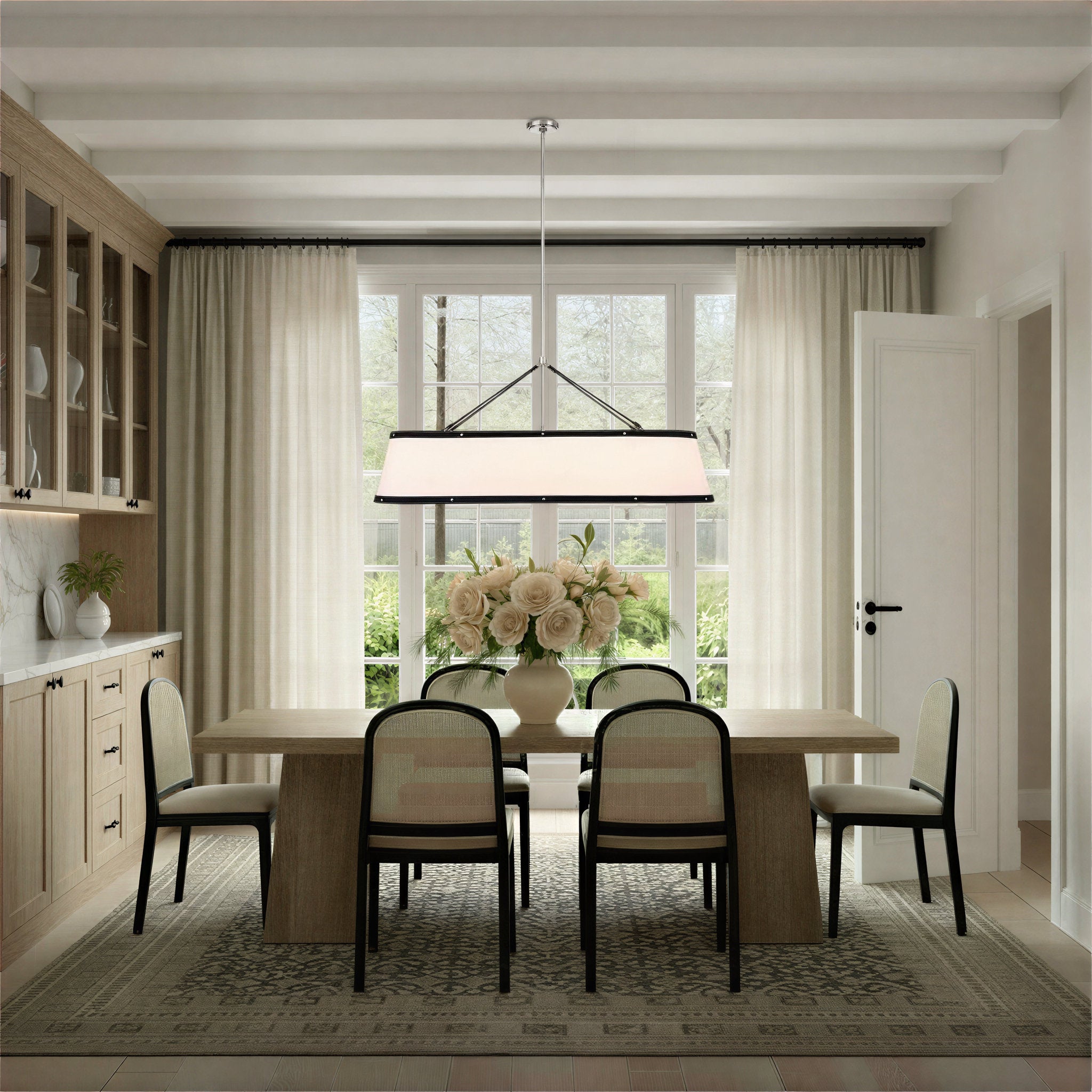 Libby Langdon Callahan 47.5'' Polished Nickel Linear Oval Chandelier Black 47.5"W x 21.75"H x 11.75"D