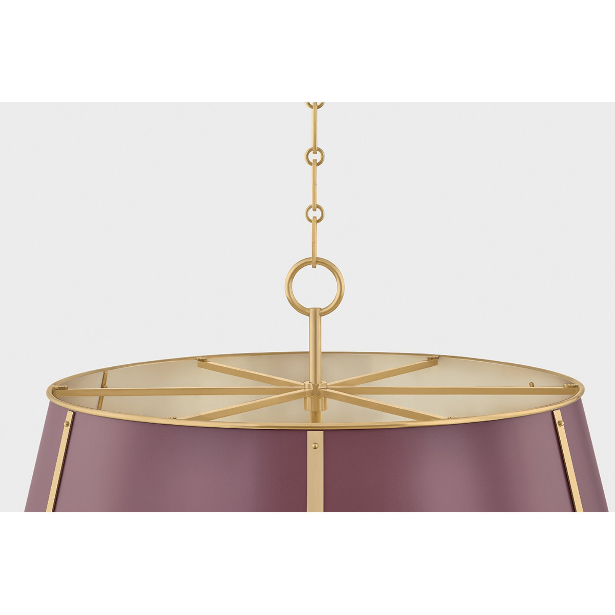 Cambridge 6-Light Chandelier in Aged Brass by Mark D. Sikes 28.5W x 23H (Soft Crimson)