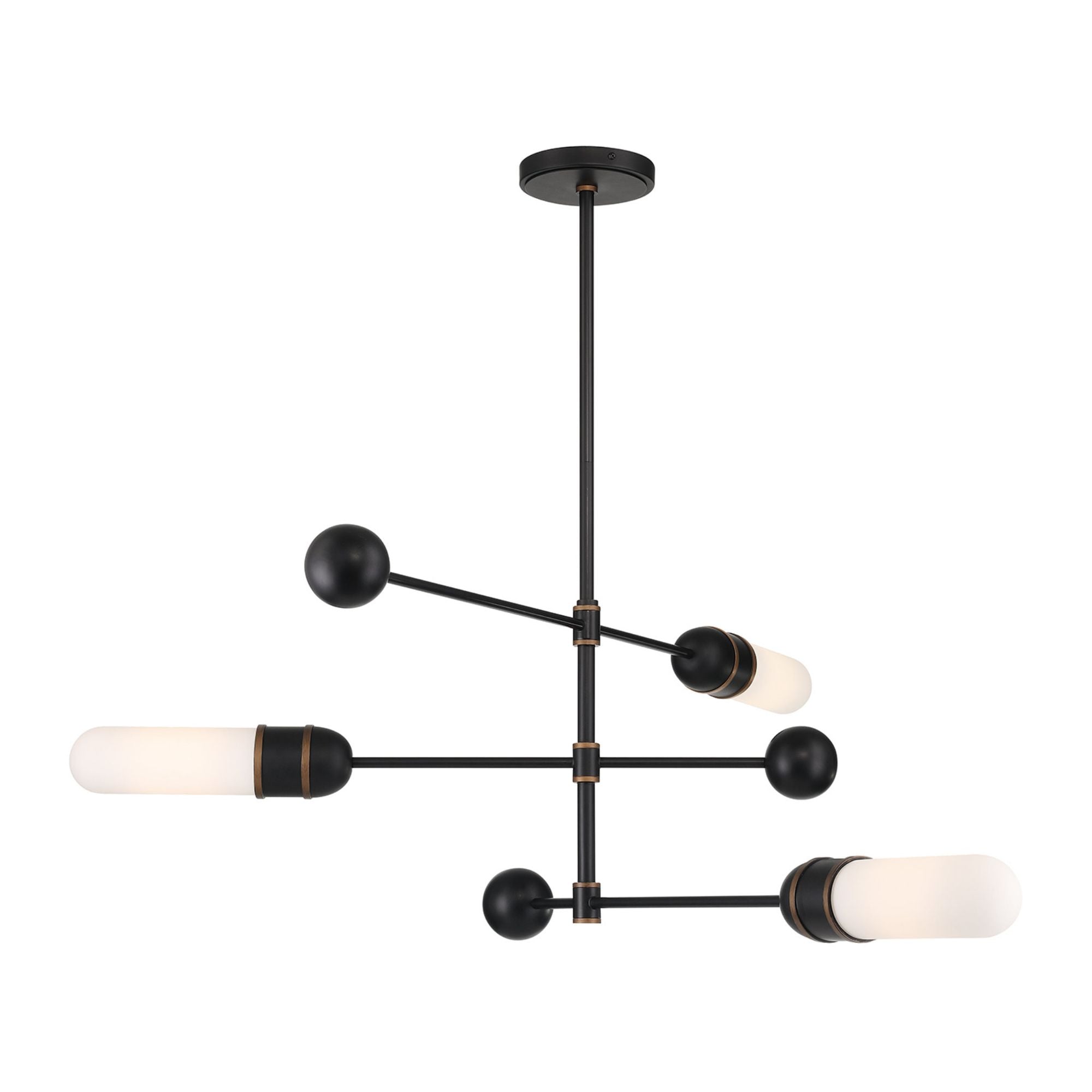 Brian Patrick Flynn Capsule 47.75'' LED Matte Black + Textured Gold Linear Chandelier Black 47.75"W x 14.75"H x 47.75"D