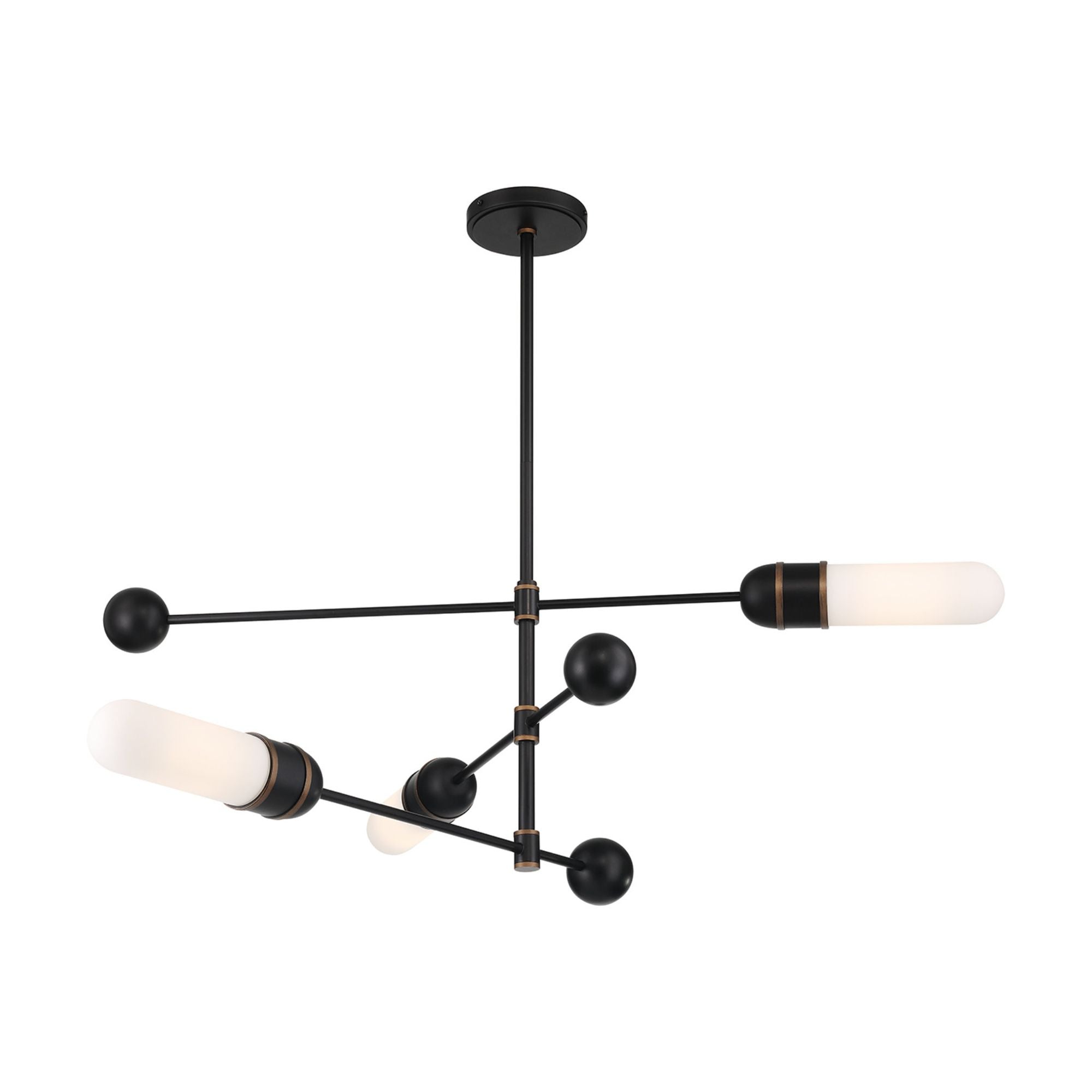 Brian Patrick Flynn Capsule 47.75'' LED Matte Black + Textured Gold Linear Chandelier Black 47.75"W x 14.75"H x 47.75"D
