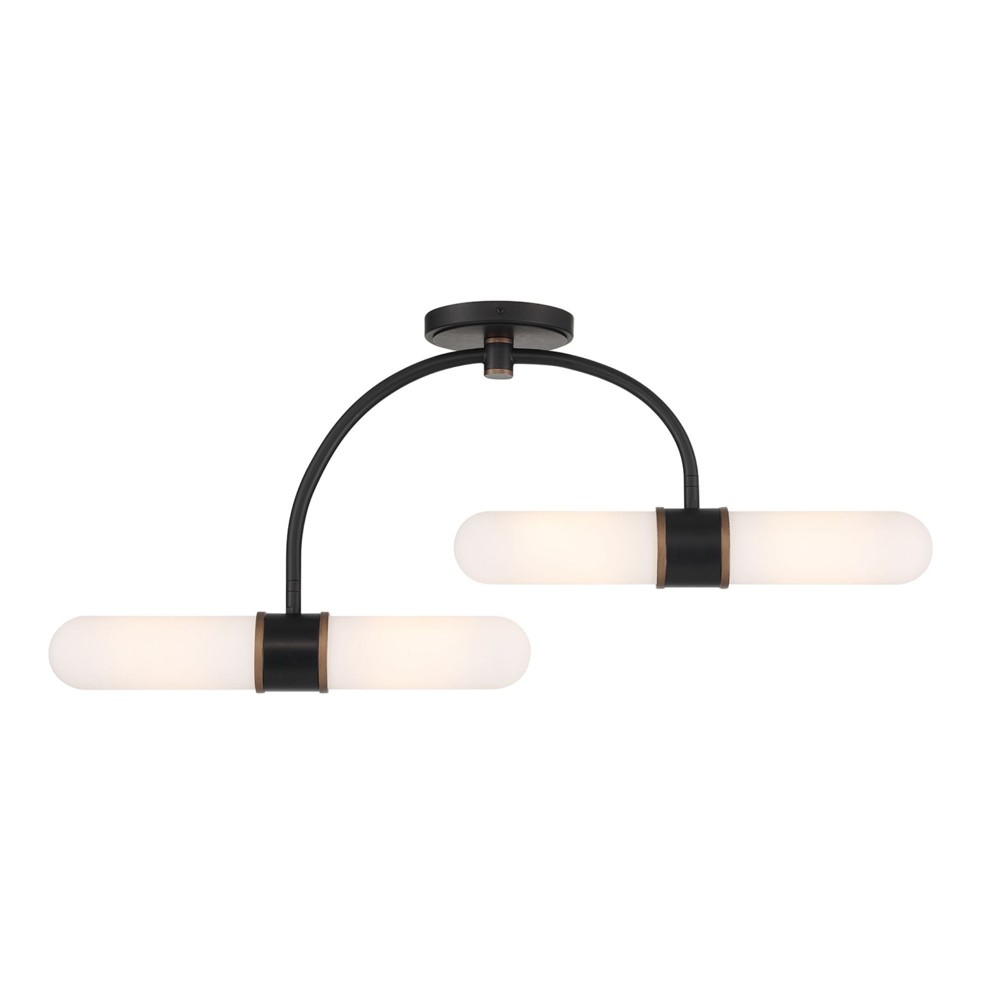 Brian Patrick Flynn Capsule 34.25'' LED Matte Black + Textured Gold Semi Flush Mount Black 34.25"W x 14.5"H x 34.25"D