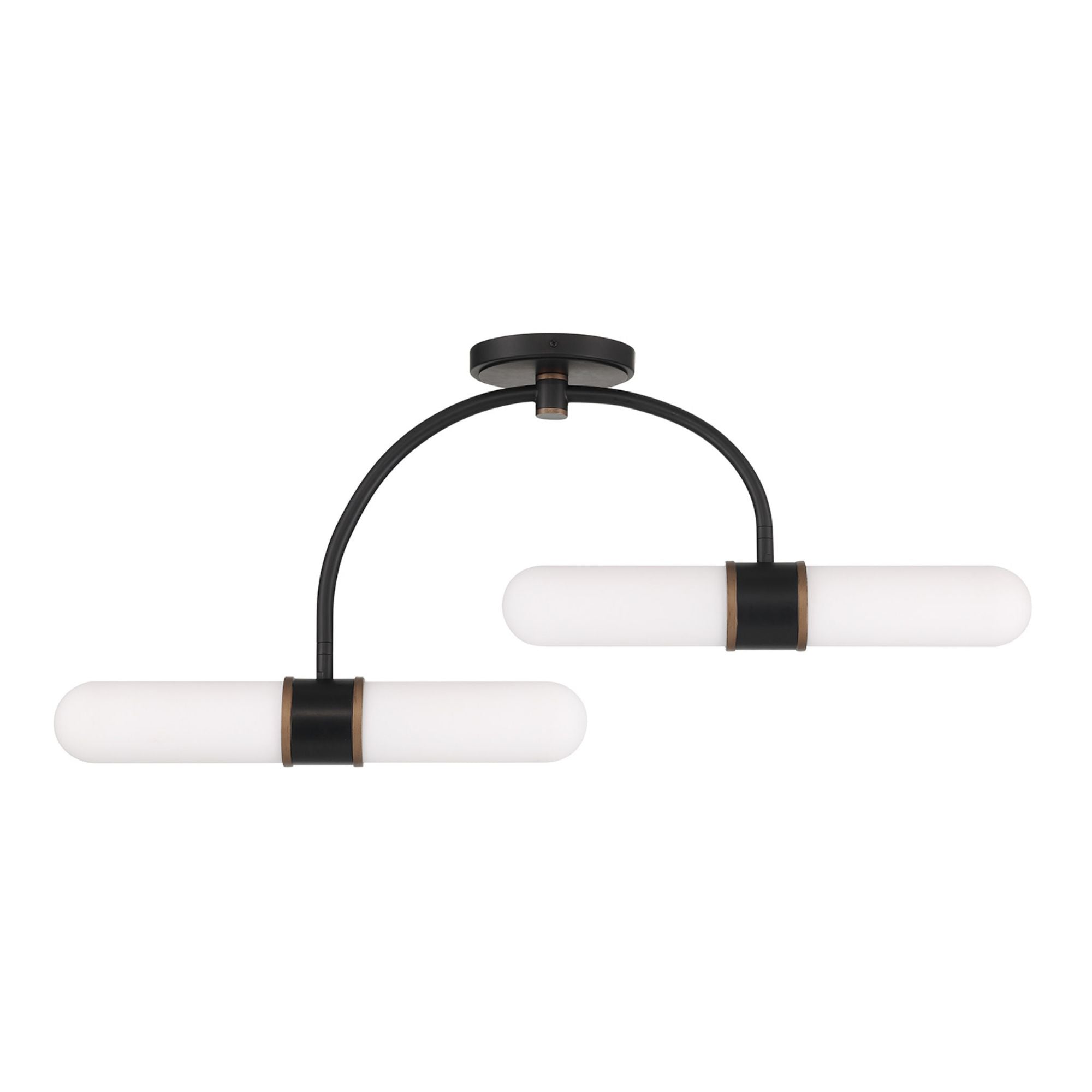 Brian Patrick Flynn Capsule 34.25'' LED Matte Black + Textured Gold Semi Flush Mount Black 34.25"W x 14.5"H x 34.25"D