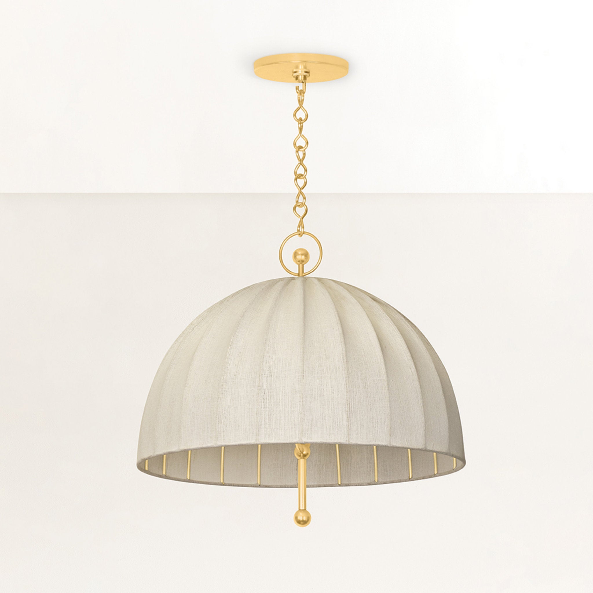 Palmetto 1-Light Pendant in Aged Brass by Cortney Bishop 20W x 18.5H