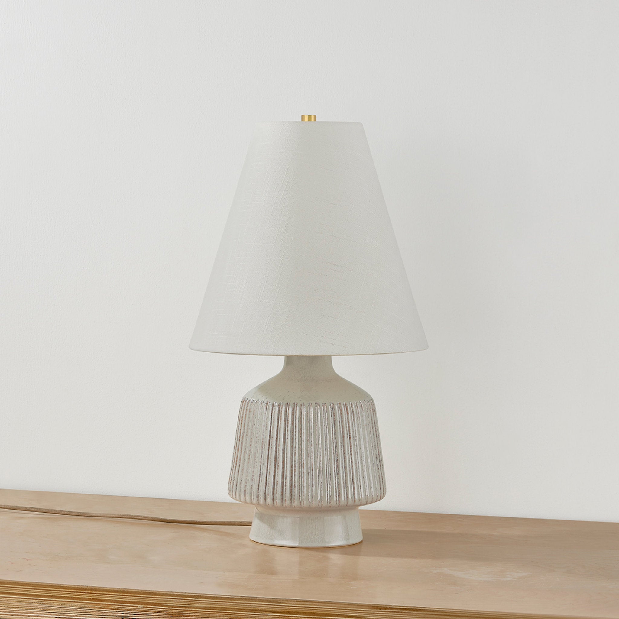 King 1-Light Table Lamp in Aged Brass by Cortney Bishop 15.75W x 28.25H
