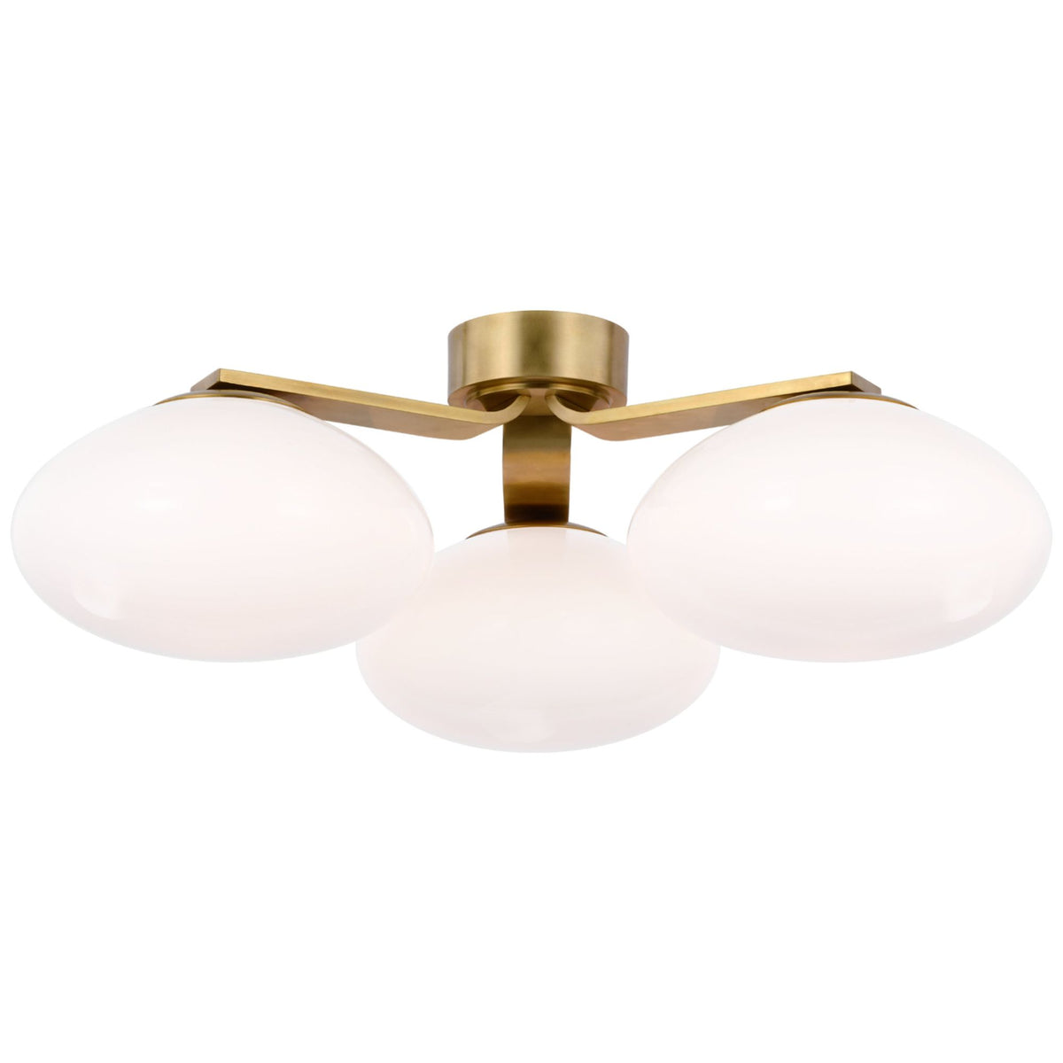 Champalimaud Marisol XL Triple Flush Mount in Soft Brass with White Glass W26.75" x H10"