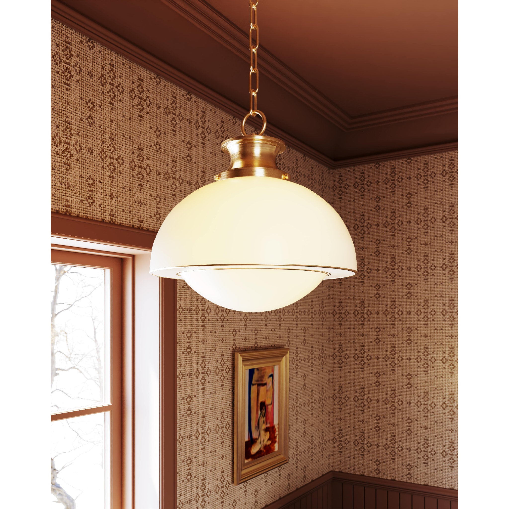 Celine 1-Light Pendant in Aged Brass 15W x 14.75H