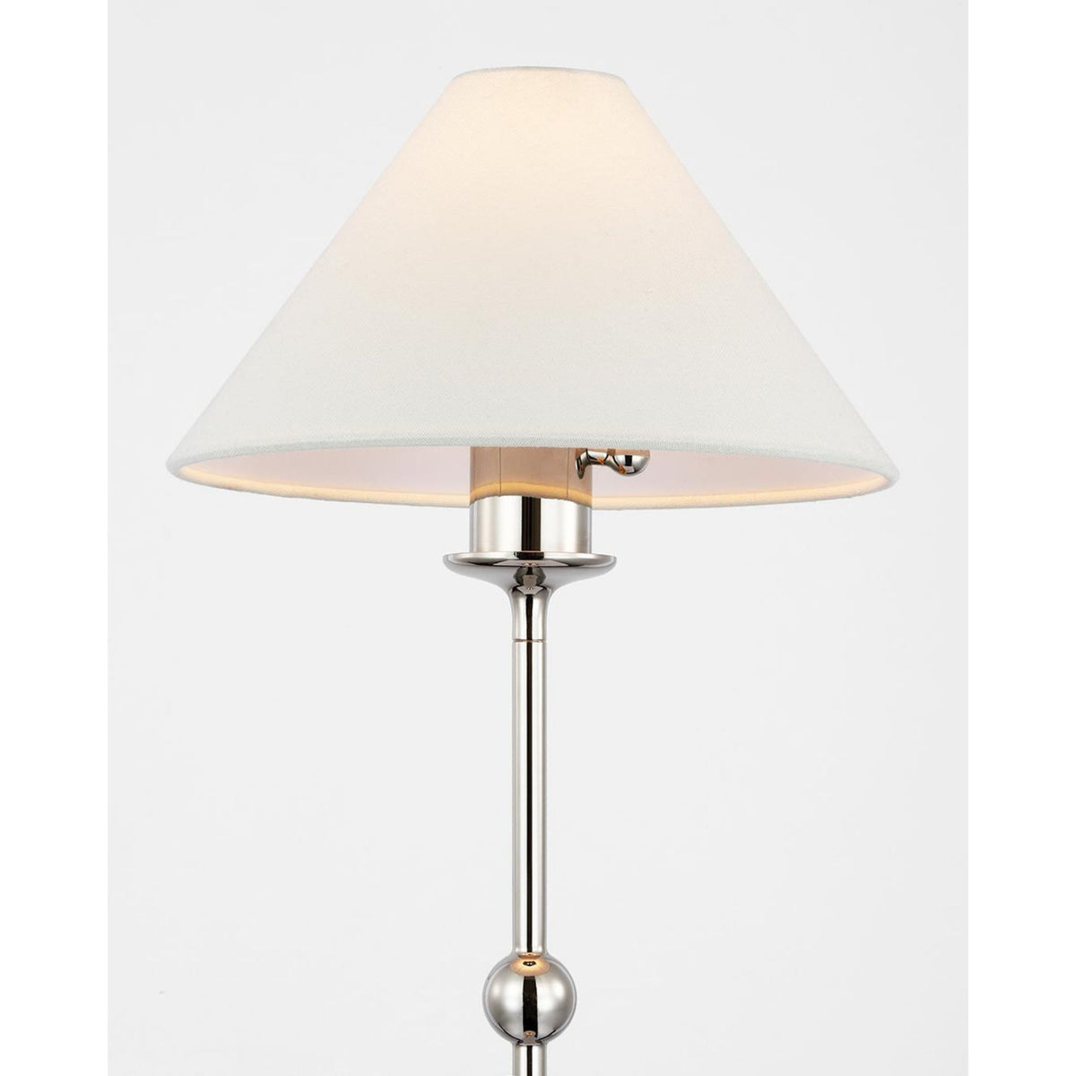 Chapman & Myers Caspian Medium Accent Lamp in Polished Nickel and Alabaster with Linen Shade W10.5" x H28"