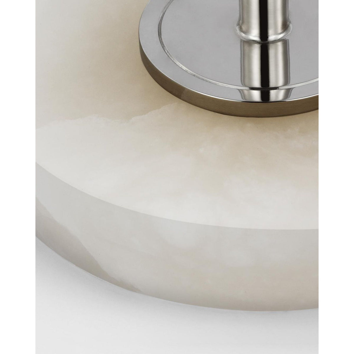 Chapman & Myers Caspian Medium Accent Lamp in Polished Nickel and Alabaster with Linen Shade W10.5" x H28"
