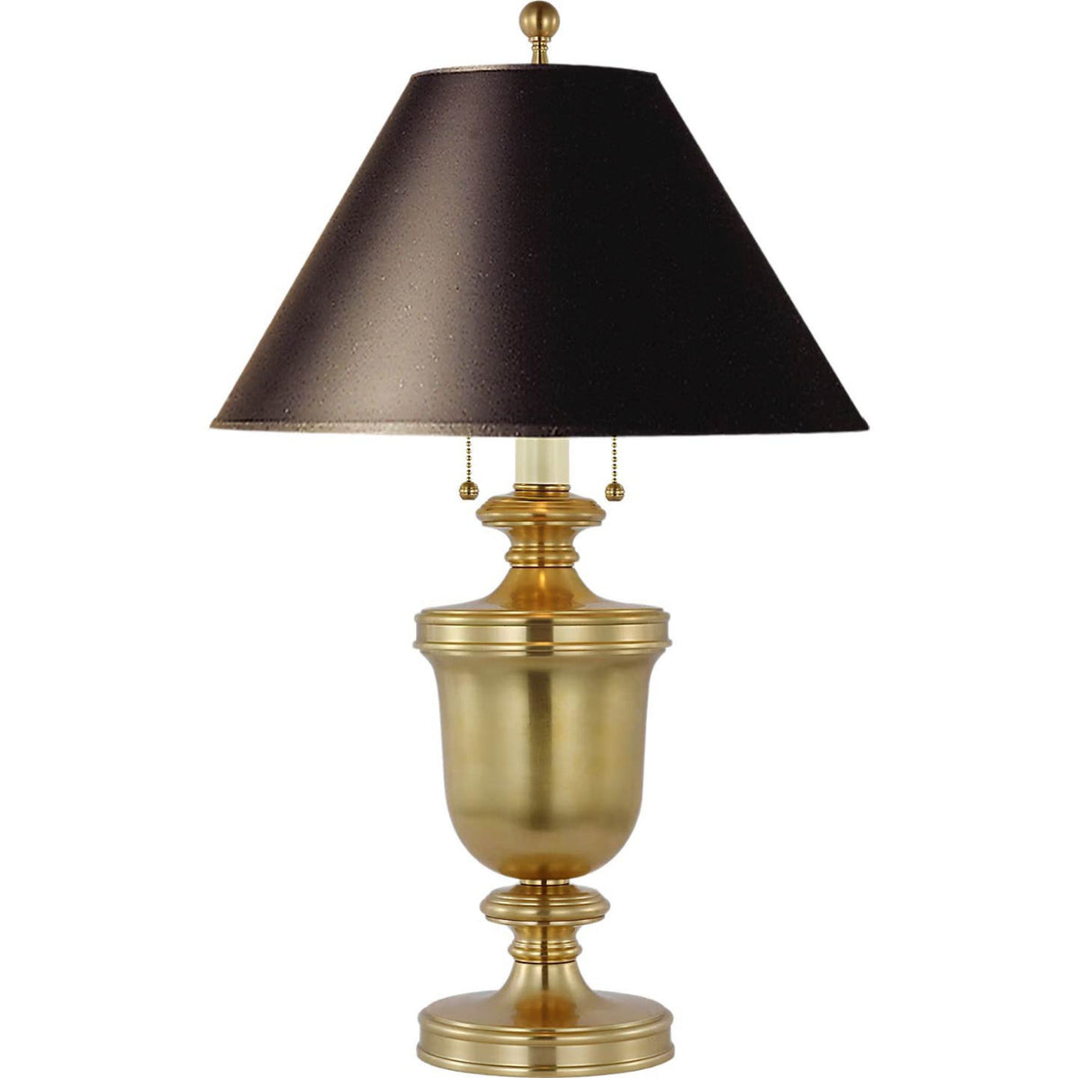 Chapman & Myers Classical Urn Form Medium Table Lamp in Antique-Burnished Brass with Black Shade W15" x H23.25"