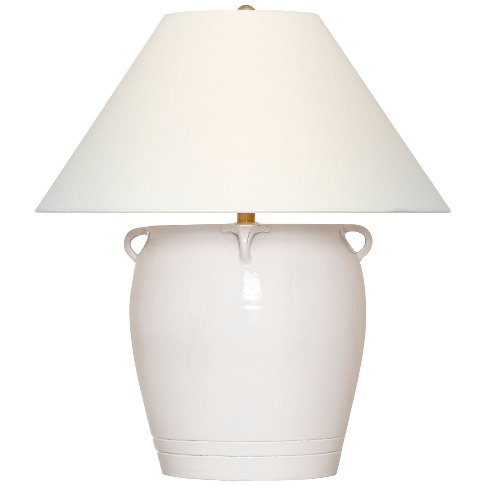 Chapman & Myers Fasano 28" Table Lamp in Glossy White Crackle with Linen Shade W24" x H27.75"