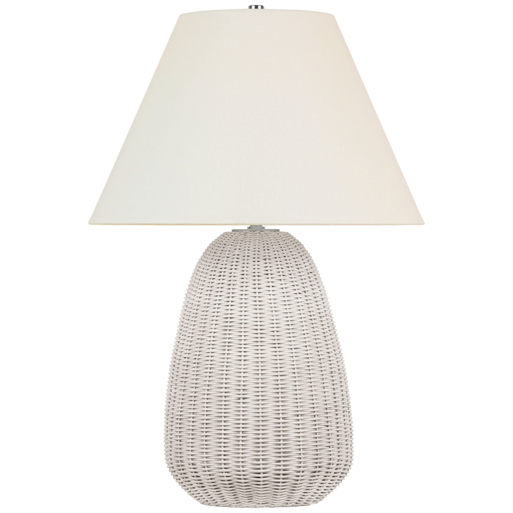 Chapman & Myers Kokomo 30" Table Lamp in Chalk Wicker and Polished Nickel with Linen Shade W20.5" x H30.25"