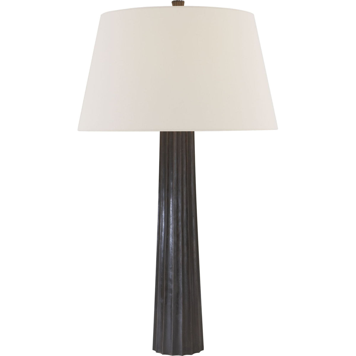 Chapman & Myers Fluted Spire Large Table Lamp in Aged Iron with Linen Shade W17" x H32.25"