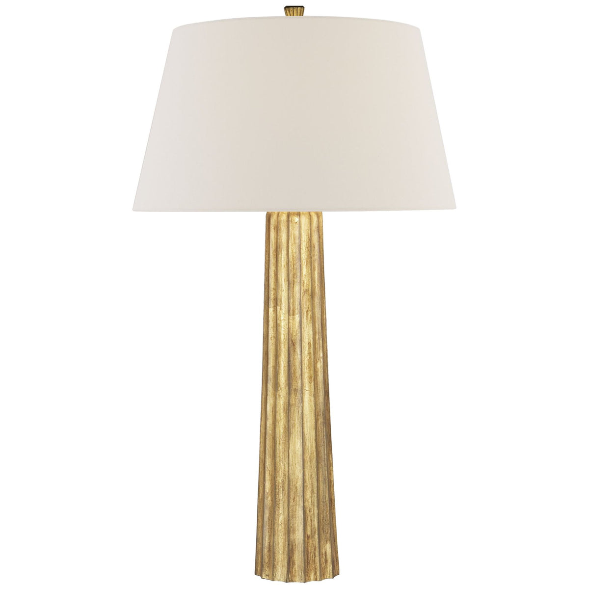 Chapman & Myers Fluted Spire Large Cordless Table Lamp in Gilded Iron with Linen Shade W17" x H32.25"