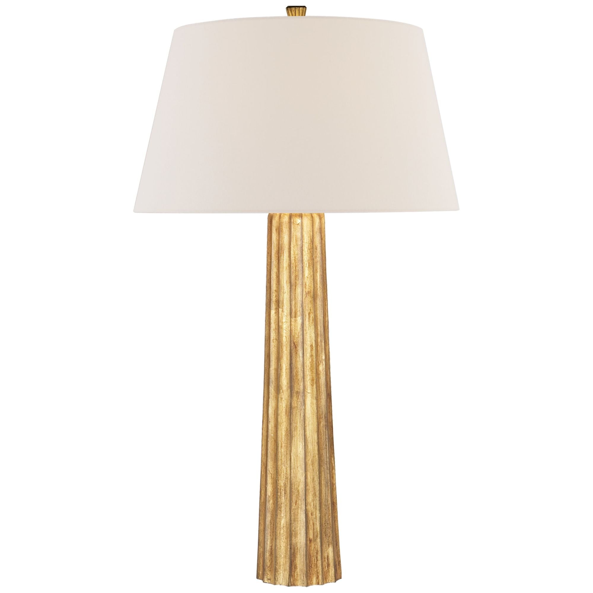 Chapman & Myers Fluted Spire Large Cordless Table Lamp in Gilded Iron with Linen Shade W17" x H32.25"