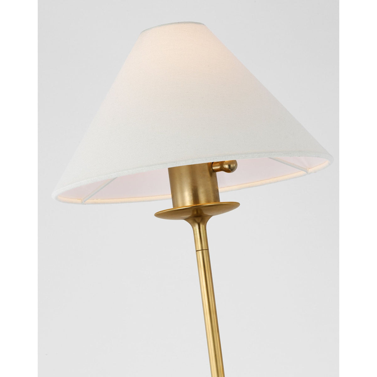Chapman & Myers Caspian Medium Floor Lamp in Antique-Burnished Brass and Alabaster with Linen Shade W10.5" x H51.75"