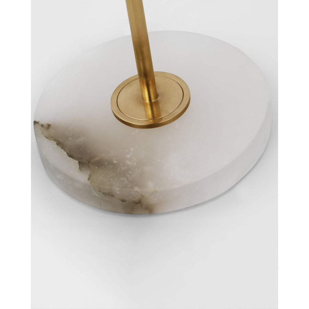 Chapman & Myers Caspian Medium Floor Lamp in Antique-Burnished Brass and Alabaster with Linen Shade W10.5" x H51.75"