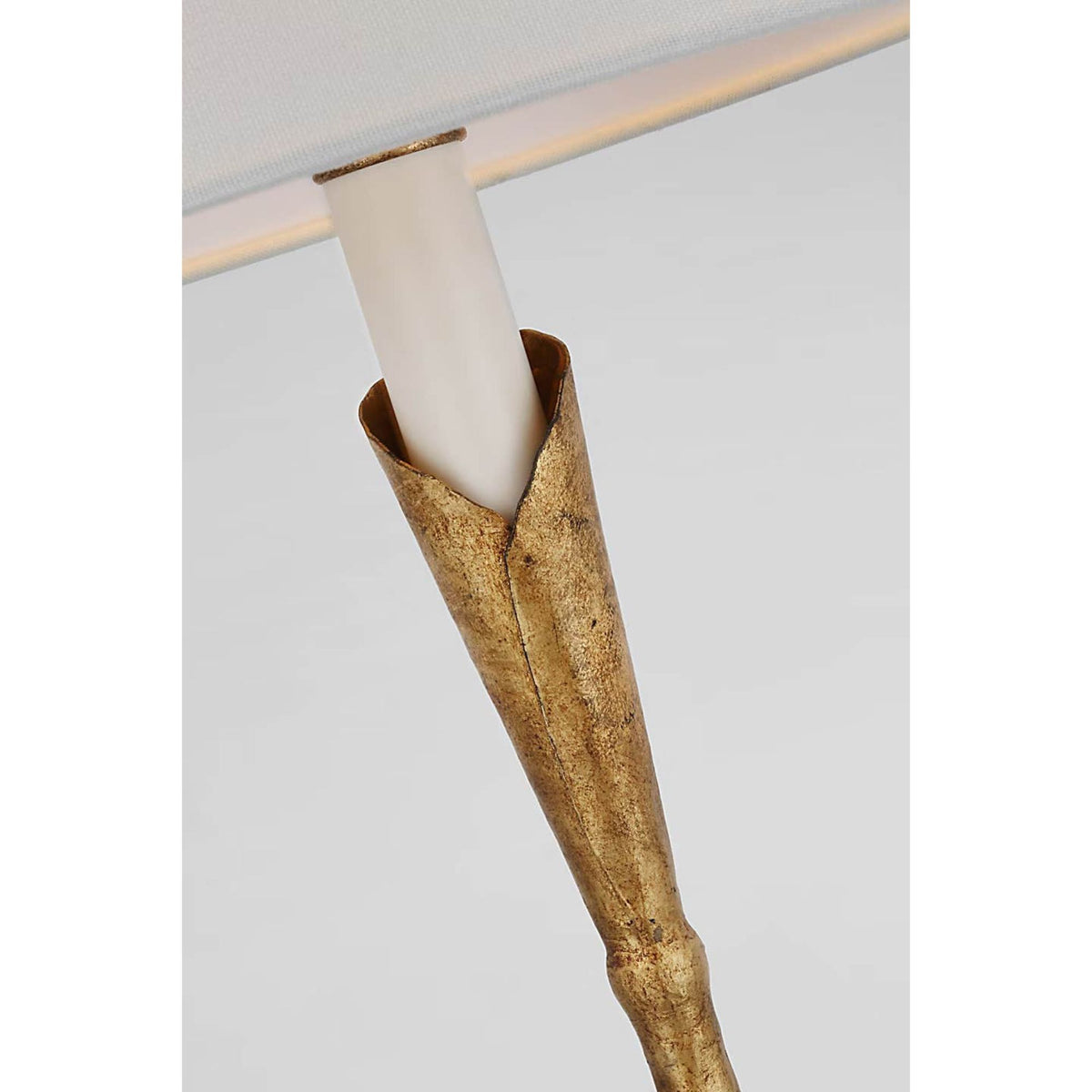 Chapman & Myers Aiden Accent Floor Lamp in Gilded Iron with Linen Shade W10.5" x H52"