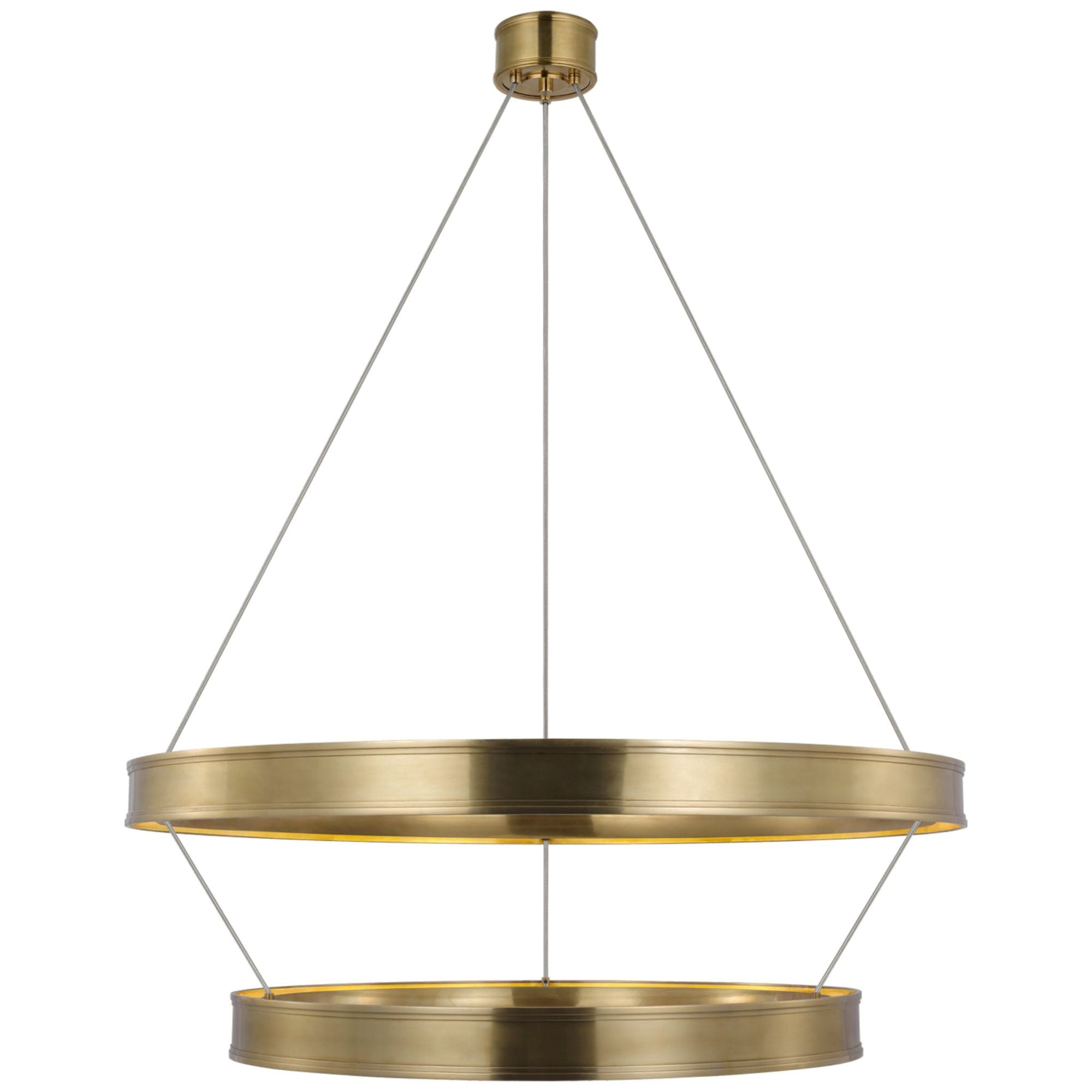 Chapman & Myers Connery 40" Two-Tier Ring Chandelier in Antique-Burnished Brass Ceiling Light W40.5"