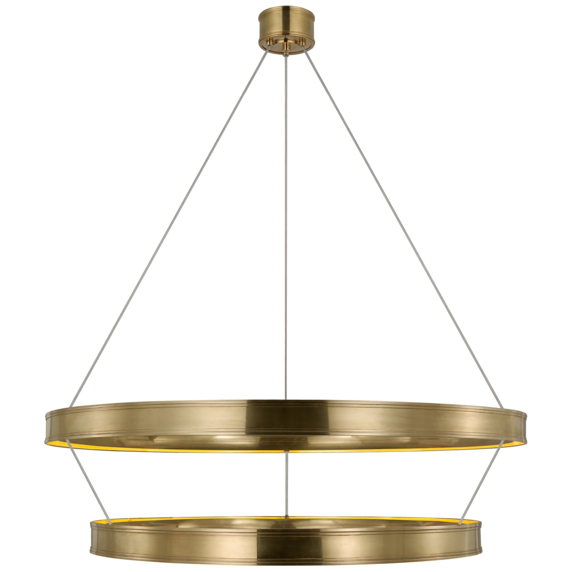 Chapman & Myers Connery 50" Two-Tier Ring Chandelier in Antique-Burnished Brass Ceiling Light W50.25"