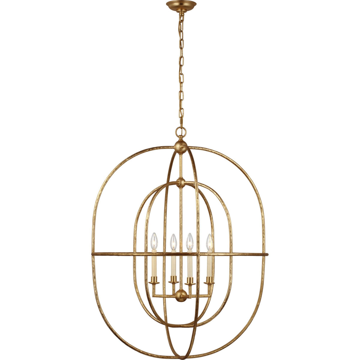 Chapman & Myers Desmond Open Double Oval Lantern in Gild W31" x H40.5"