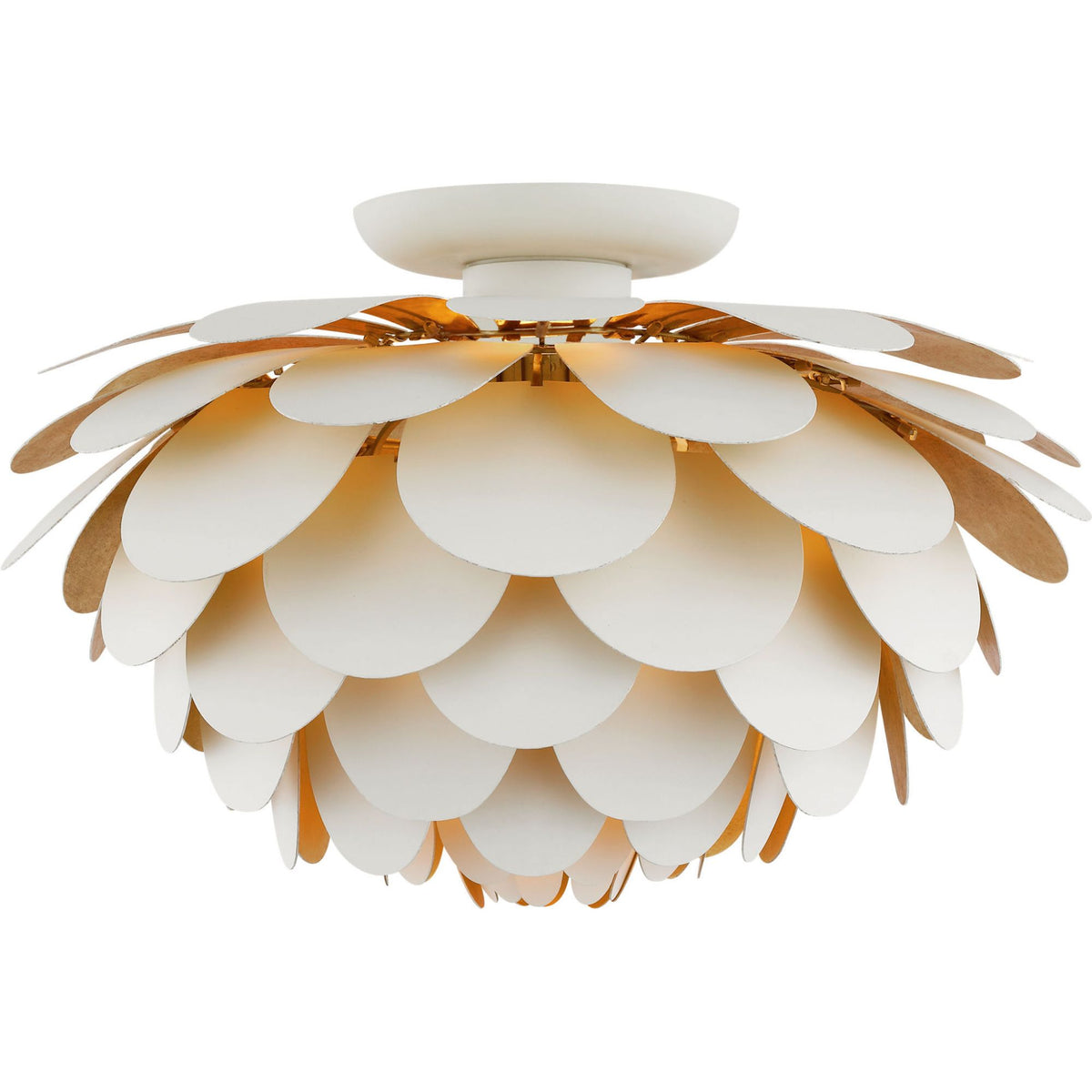 Chapman & Myers Cynara Large Flush Mount in White and Gild W17" x H10"