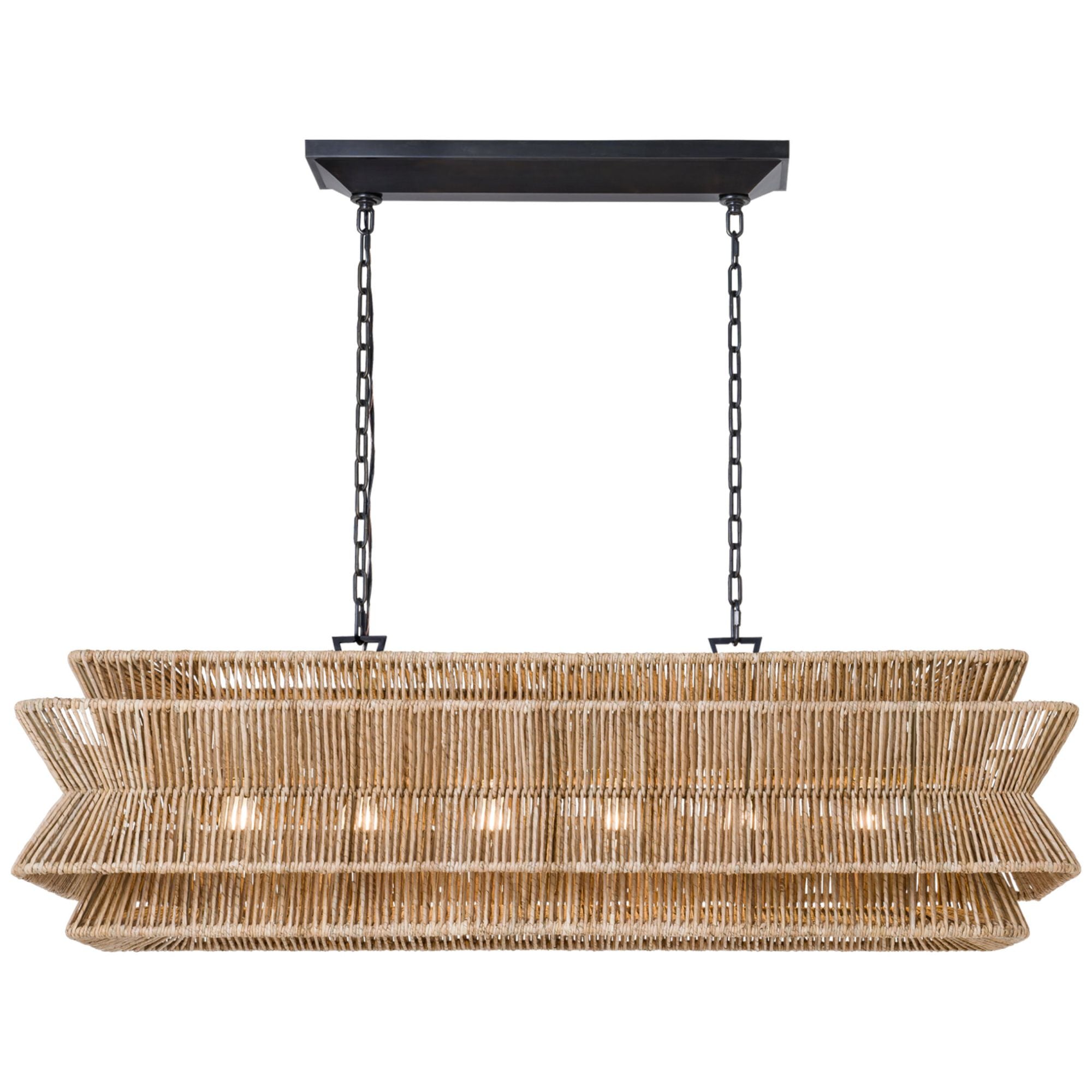 Chapman & Myers Antigua 54" Linear in Bronze and Natural Abaca Ceiling Light W54"