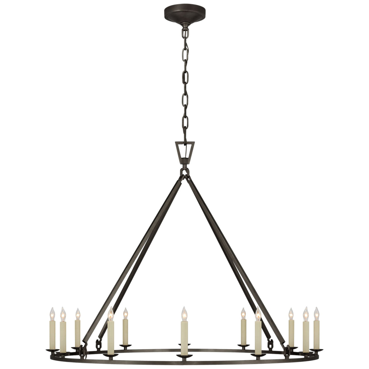 Chapman & Myers Darlana Large Single Ring Chandelier in Aged Iron W40" x H31.5"