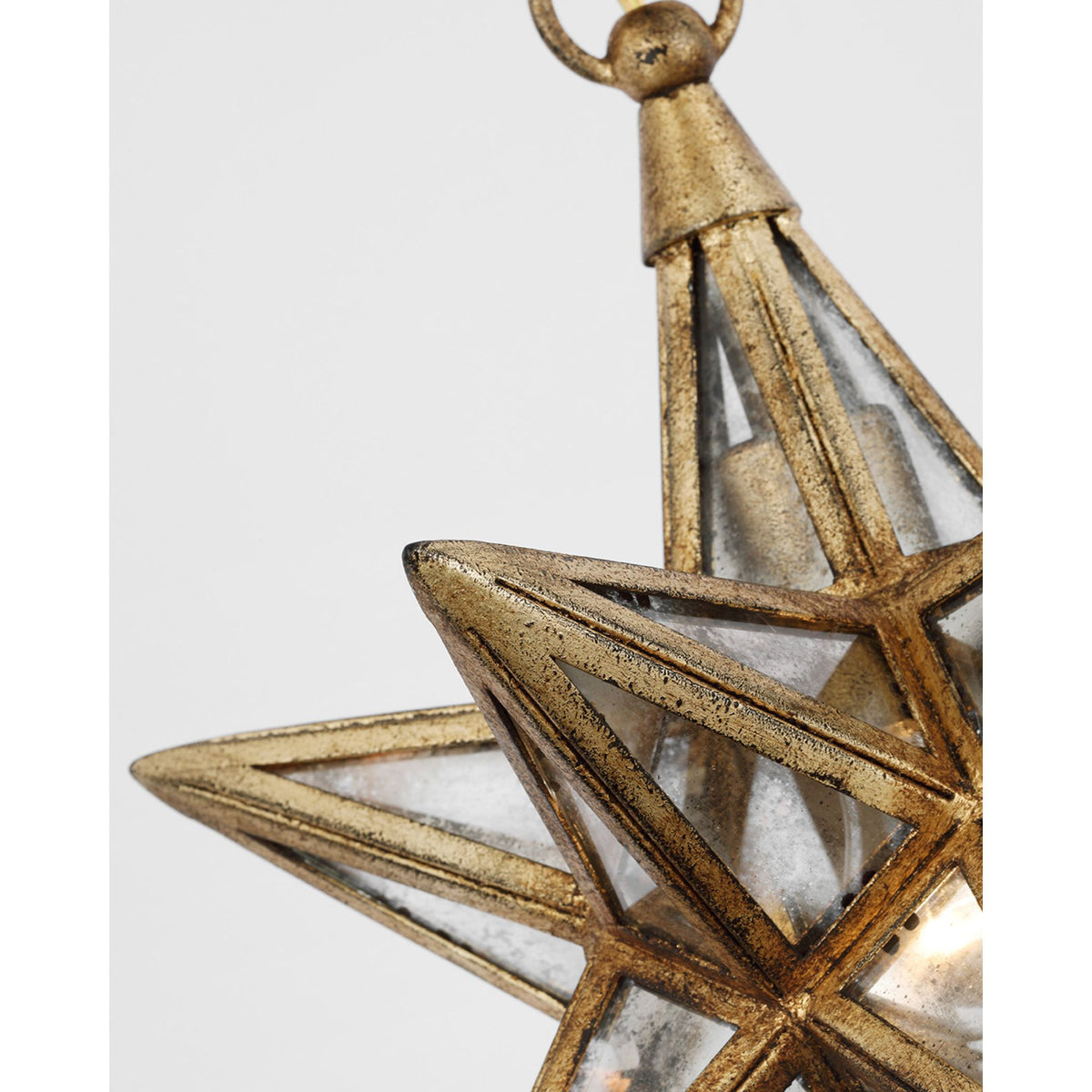 Chapman & Myers Moravian Small Star Lantern in Gilded Iron with Antique Mirror W11.5" x H15.25"