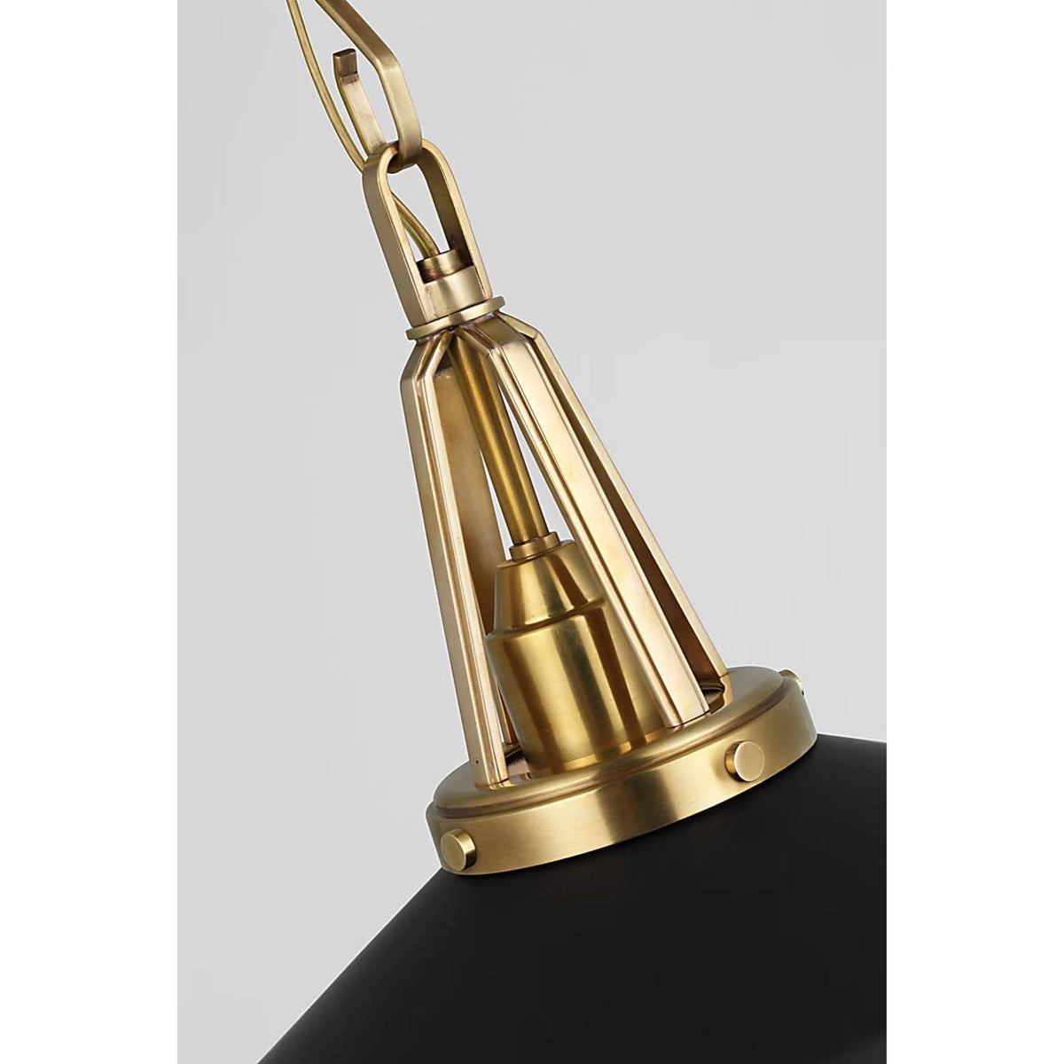 Chapman & Myers Layton 14" Pendant in Antique-Burnished Brass with Matte Black Shade W14" x H11.5"