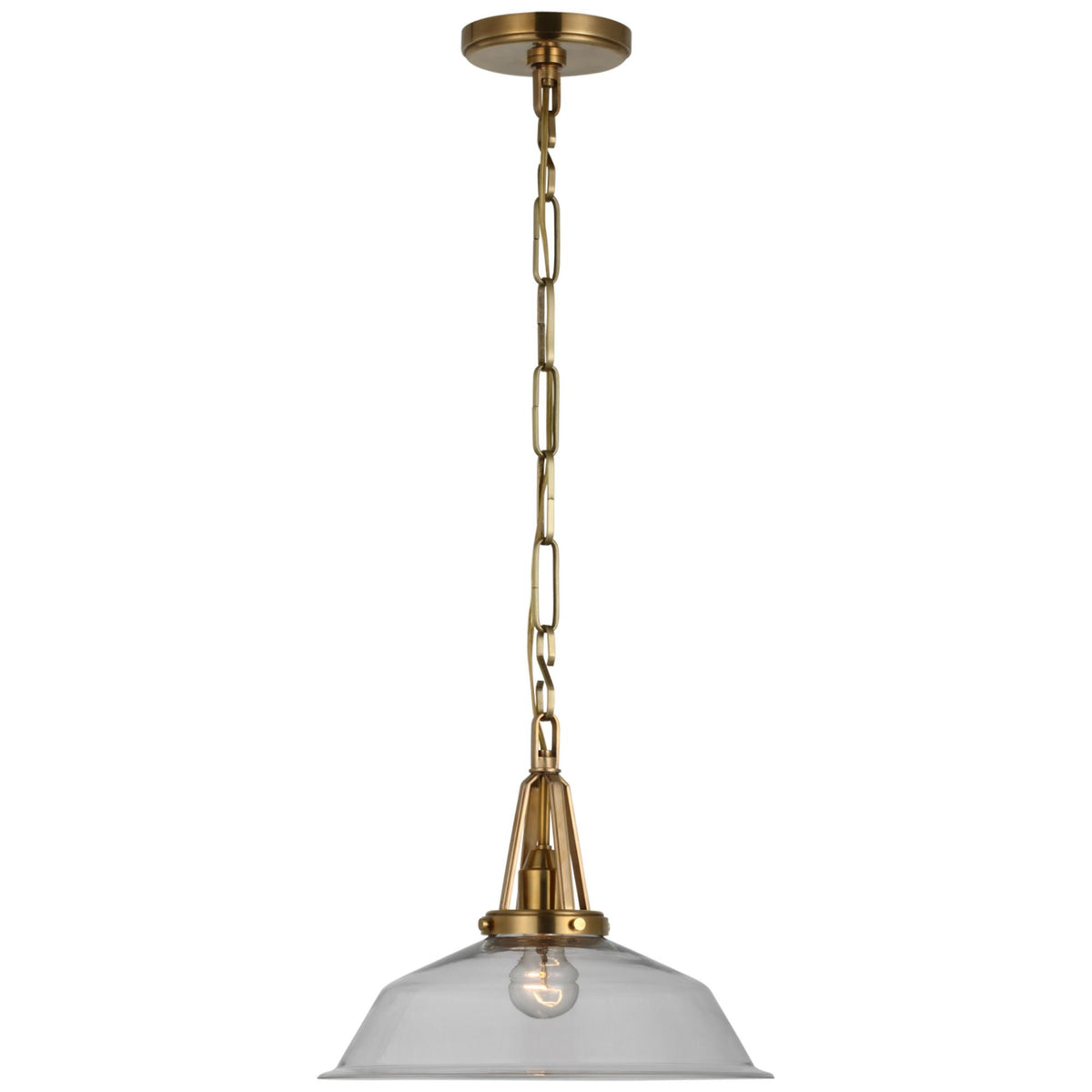 Chapman & Myers Layton 14" Pendant in Antique-Burnished Brass with Clear Glass W14" x H11.5"