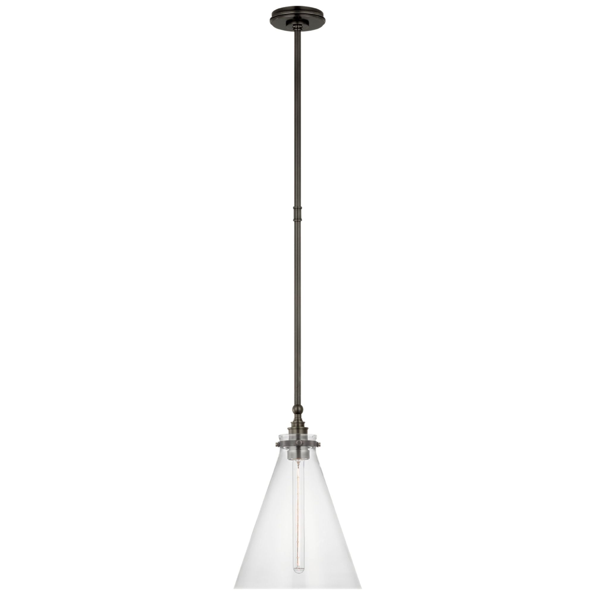 Chapman & Myers Parkington 11" Conical Pendant in Bronze with Clear Glass Ceiling Light W11"