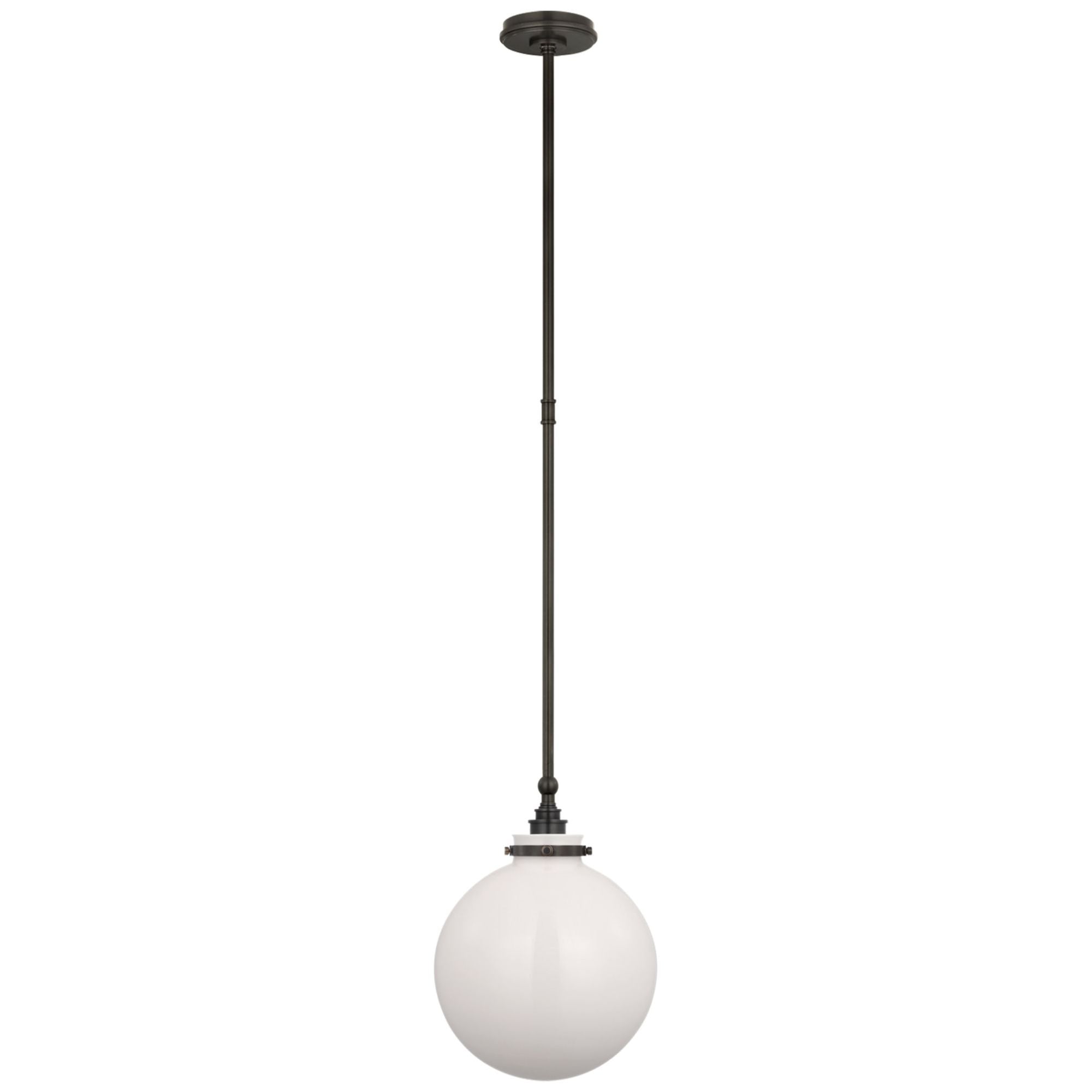 Chapman & Myers Parkington 10" Globe Pendant in Bronze with White Glass Ceiling Light W10"