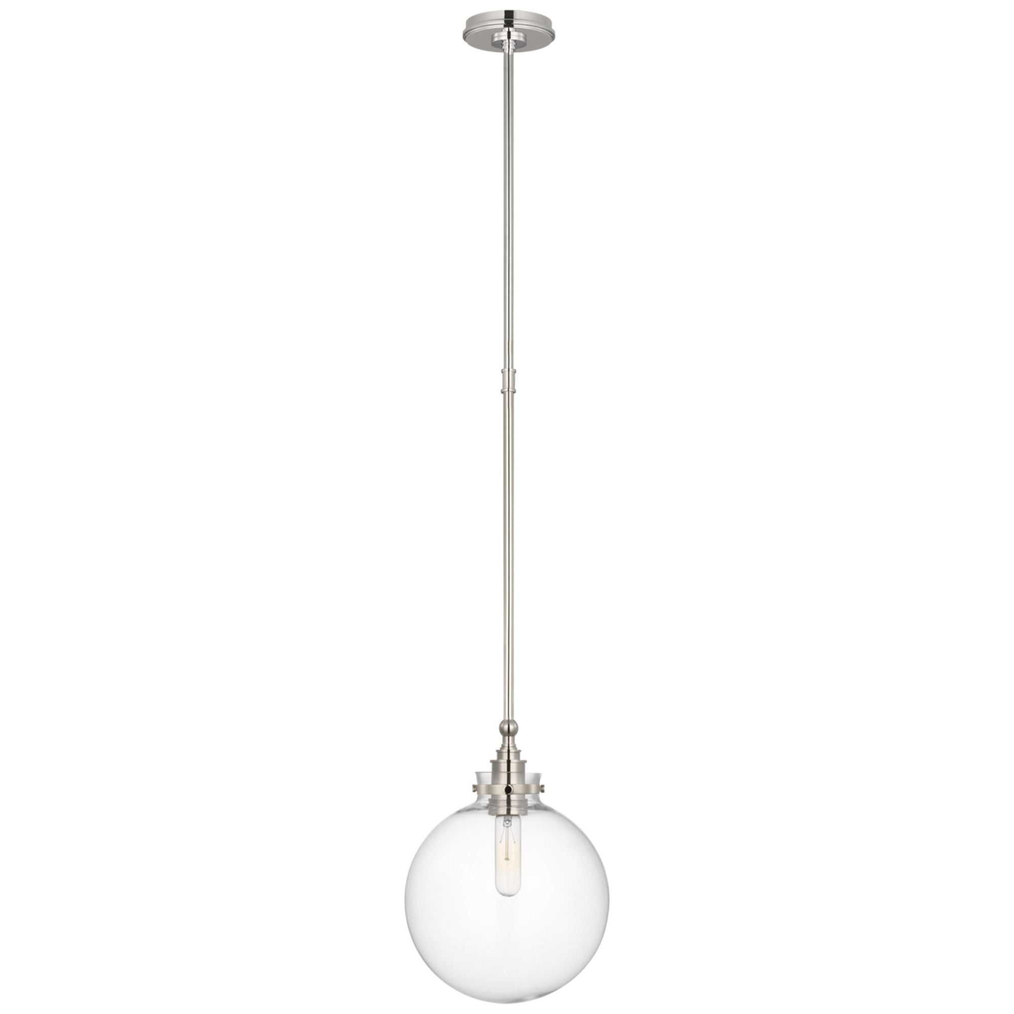 Chapman & Myers Parkington 10" Globe Pendant in Polished Nickel with Clear Glass Ceiling Light W10"