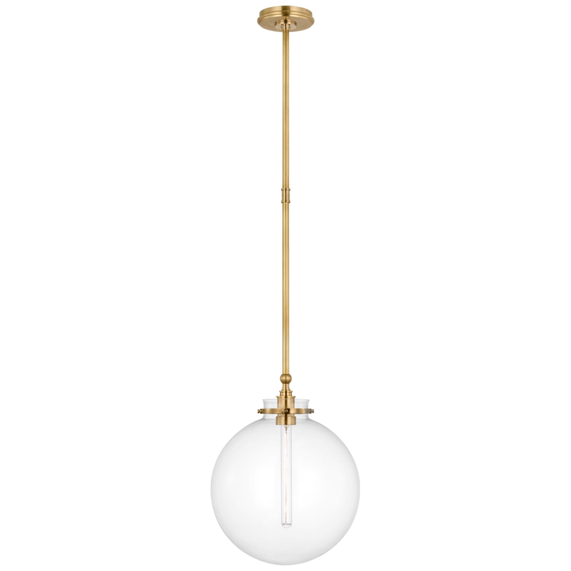 Chapman & Myers Parkington 14" Globe Pendant in Antique-Burnished Brass with Clear Glass Ceiling Light W14"