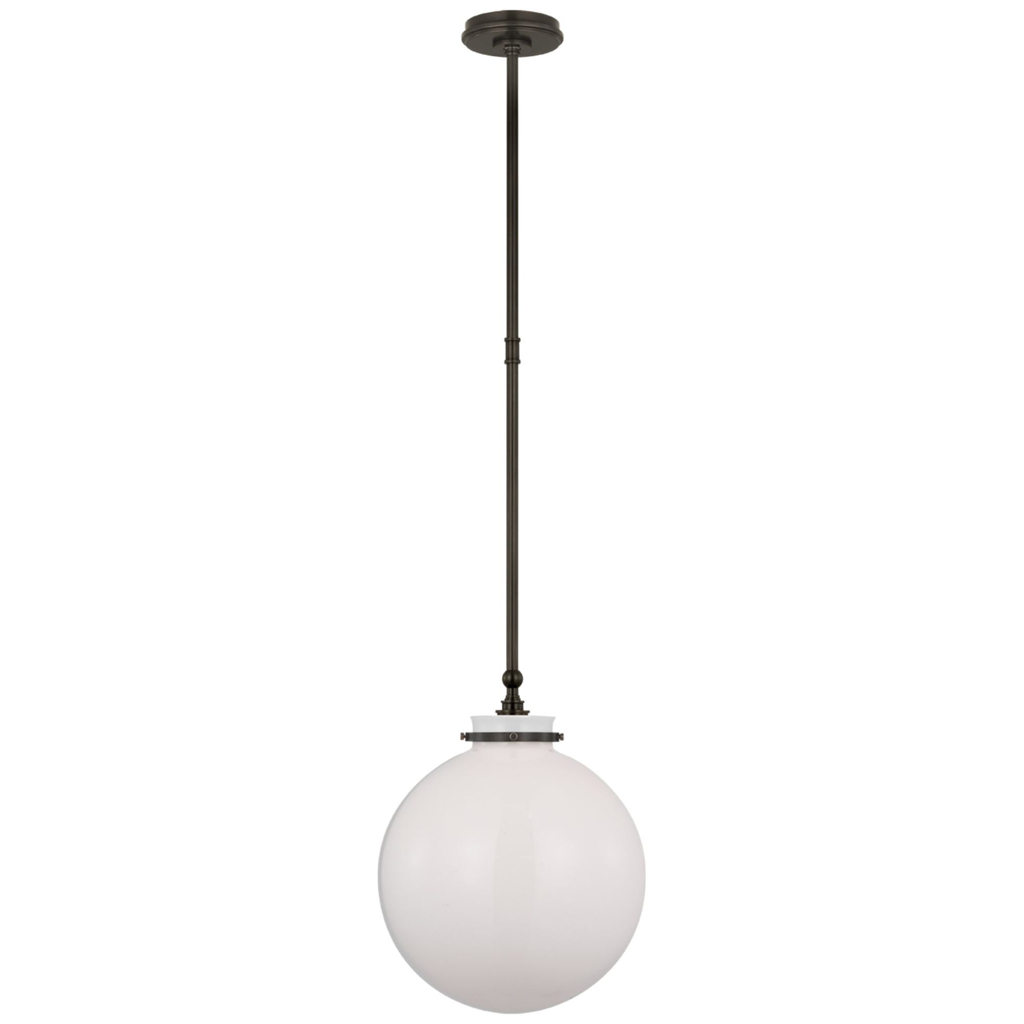 Chapman & Myers Parkington 14" Globe Pendant in Bronze with White Glass Ceiling Light W14"