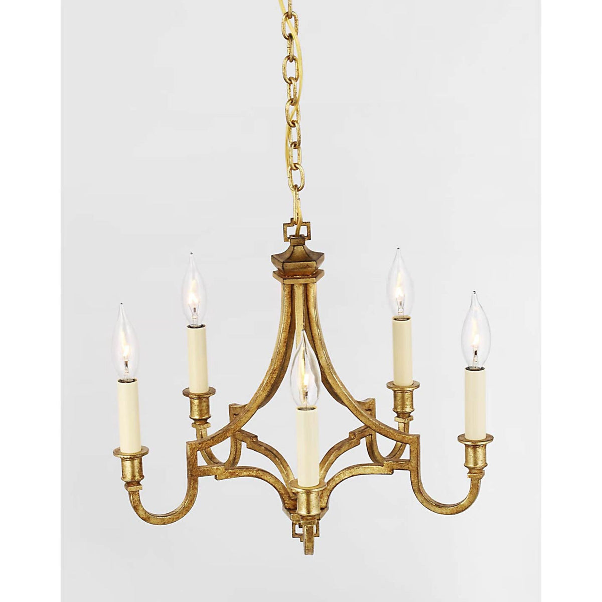 Chapman & Myers Mykonos Small Chandelier in Gilded Iron W15.5" x H14.25"