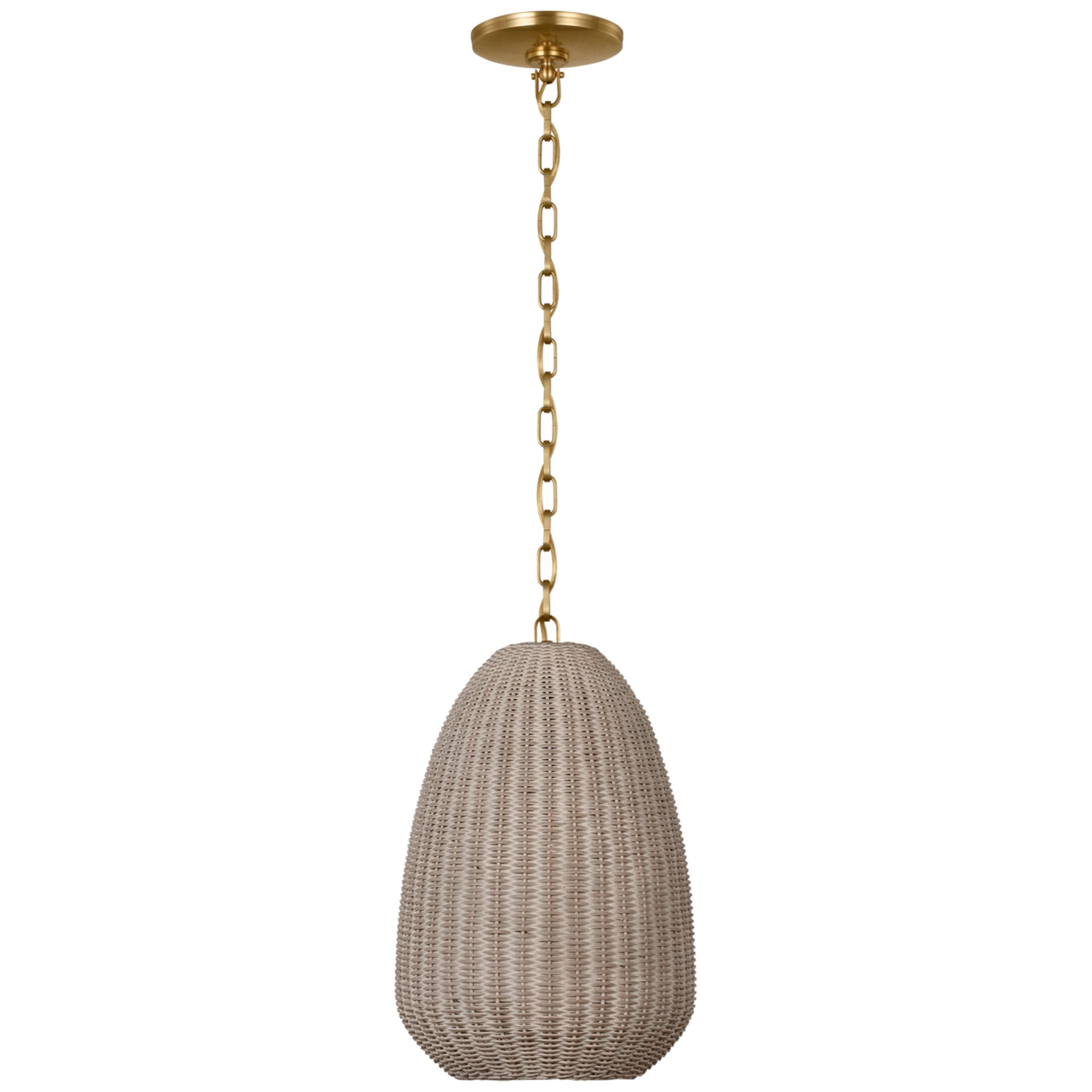 Chapman & Myers Kokomo 12" Pendant in Antique-Burnished Brass with Ash Wicker Shade Ceiling Light W11.5" x H18.25"