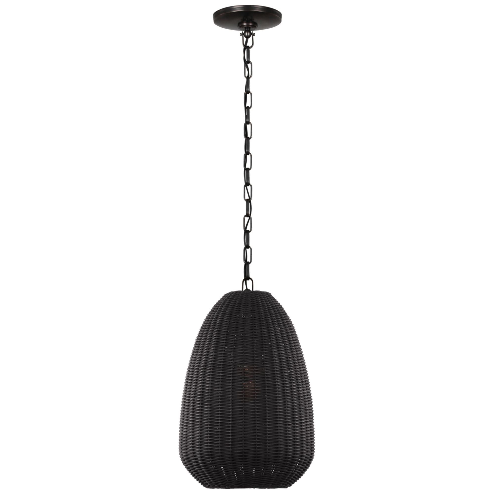 Chapman & Myers Kokomo 12" Pendant in Bronze with Charcoal Wicker Shade Ceiling Light W11.5" x H18.25"