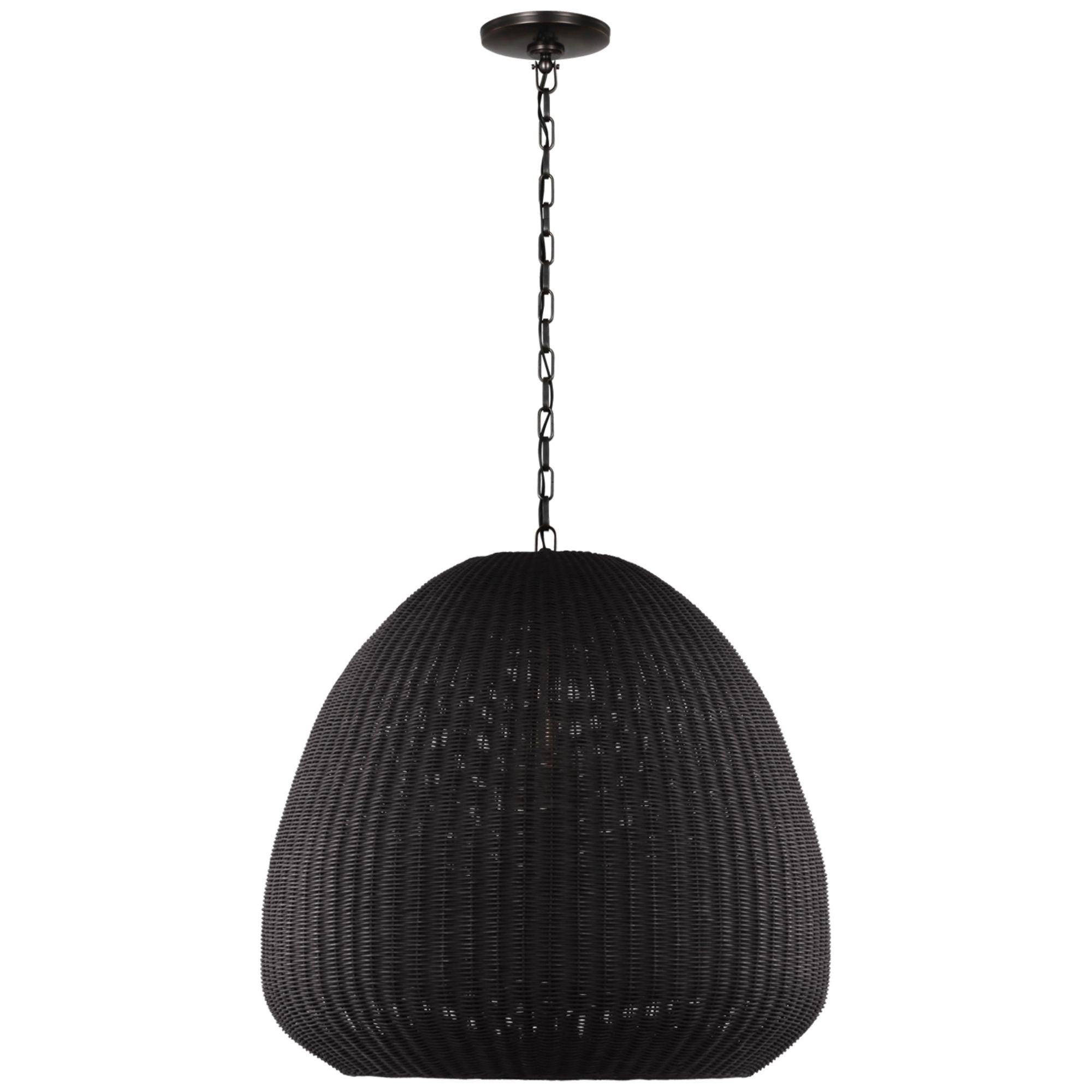 Chapman & Myers Kokomo 30" Domed Pendant in Bronze with Charcoal Wicker Shade Ceiling Light W30" x H28.75"