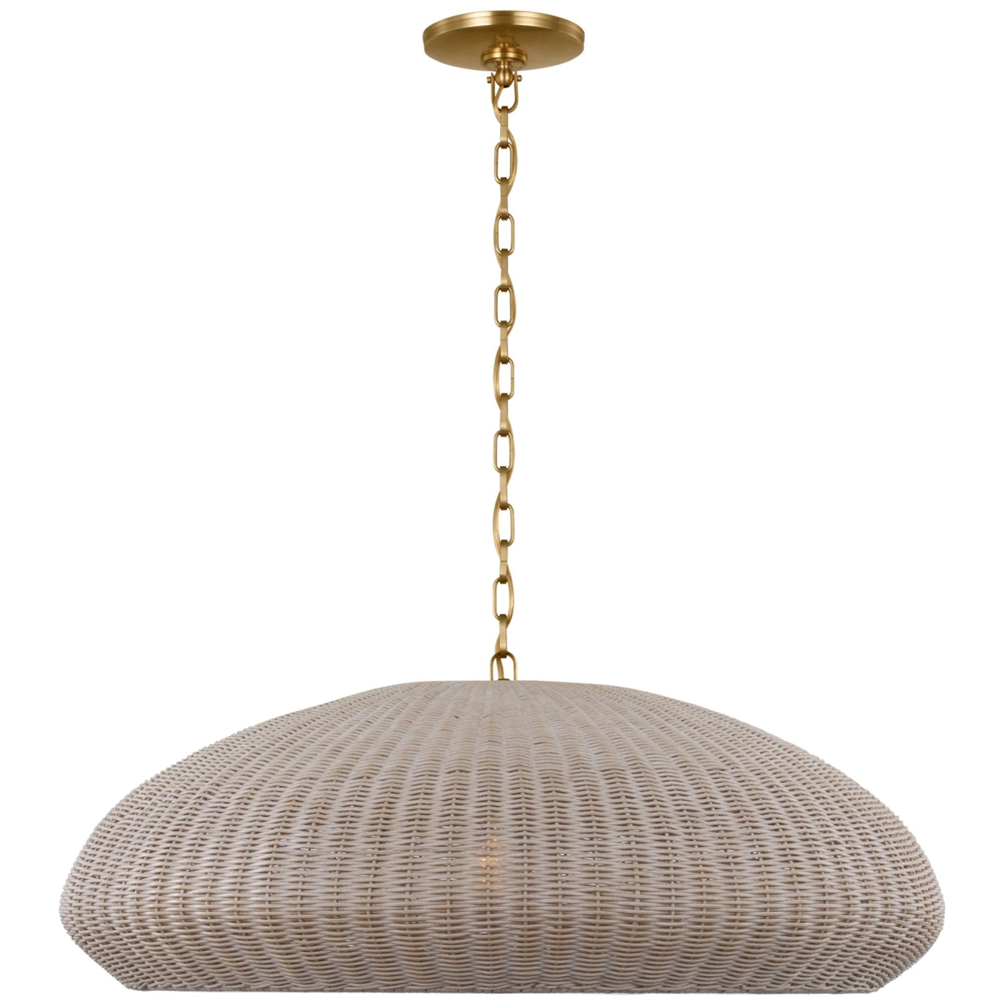 Chapman & Myers Kokomo 32" Wide Pendant in Antique-Burnished Brass with Ash Wicker Shade Ceiling Light W32" x H12.75"