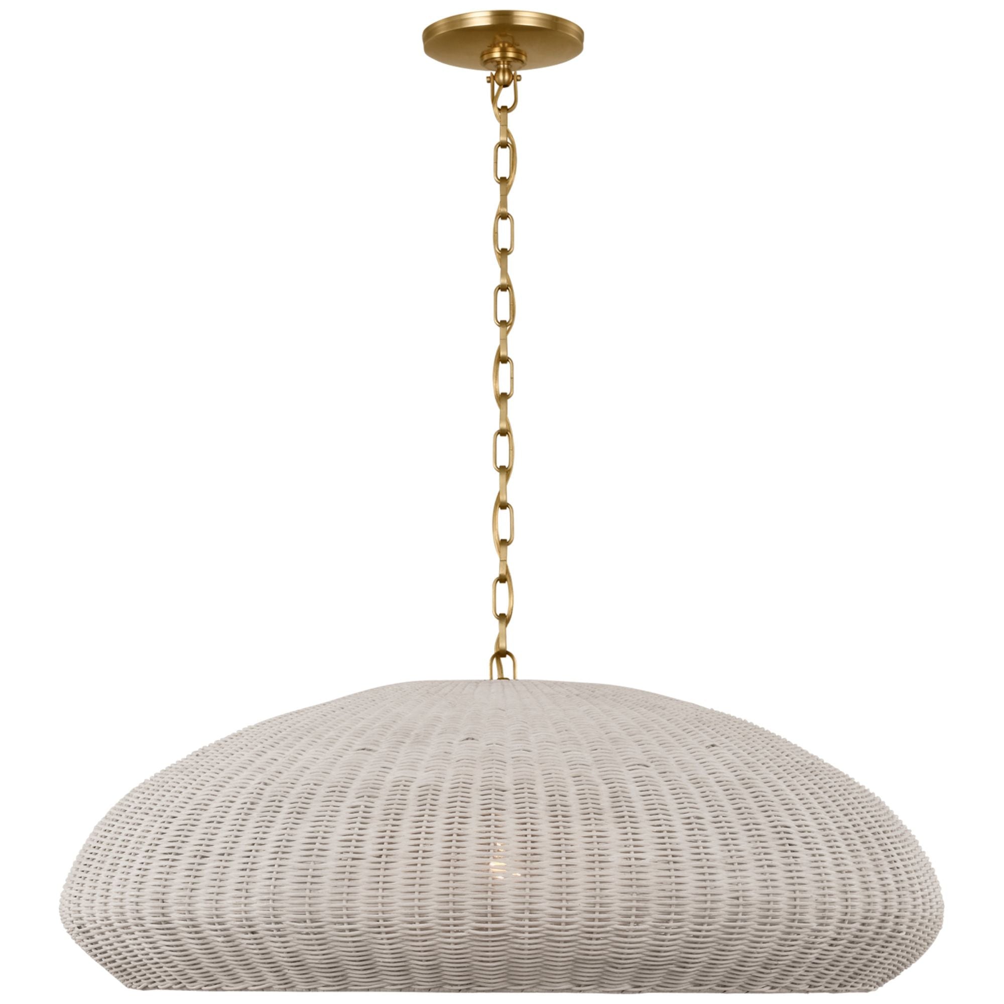 Chapman & Myers Kokomo 32" Wide Pendant in Antique-Burnished Brass with Chalk Wicker Shade Ceiling Light W32" x H12.75"